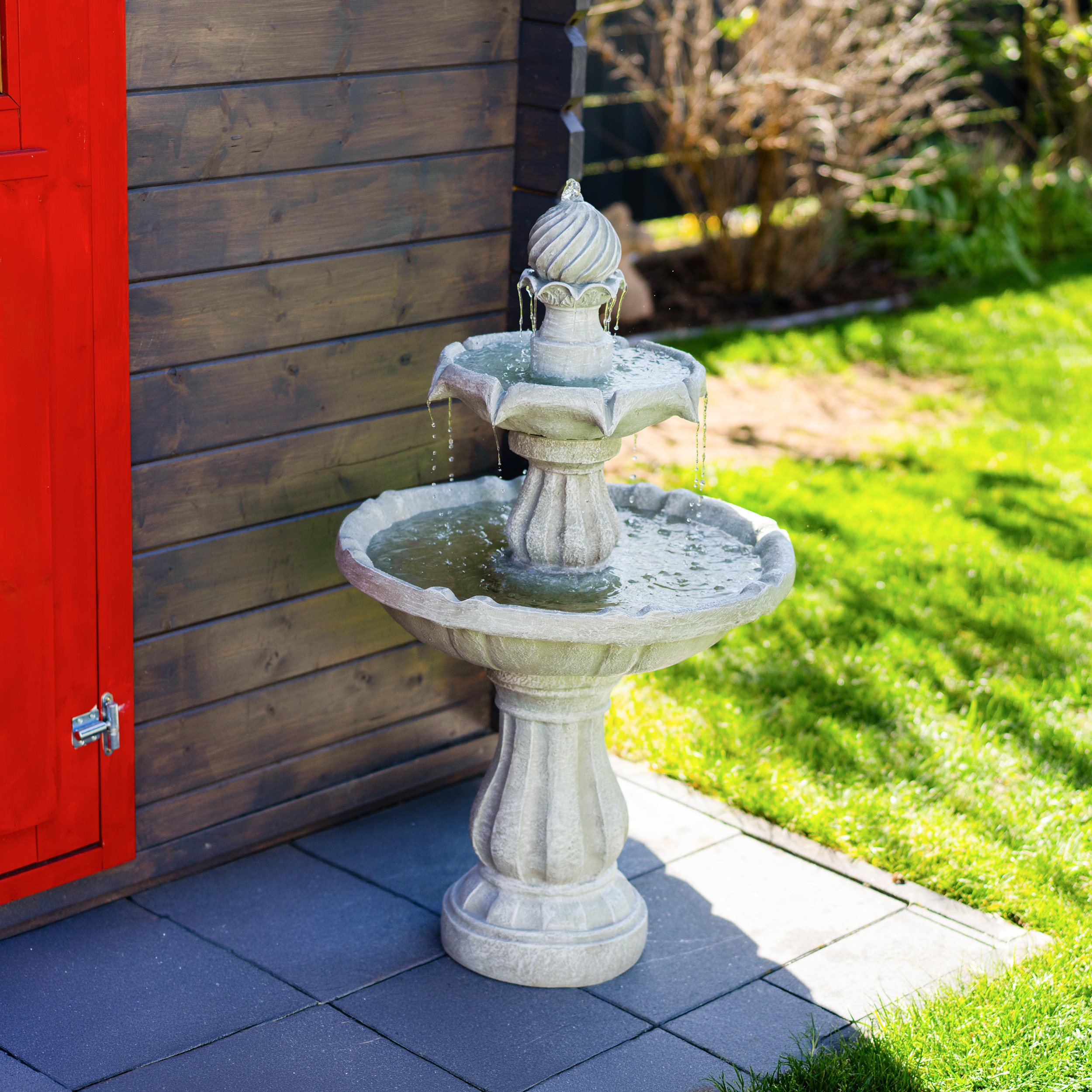 Solar Standbrunnen 93 cm mit dreifach Wasserspiel