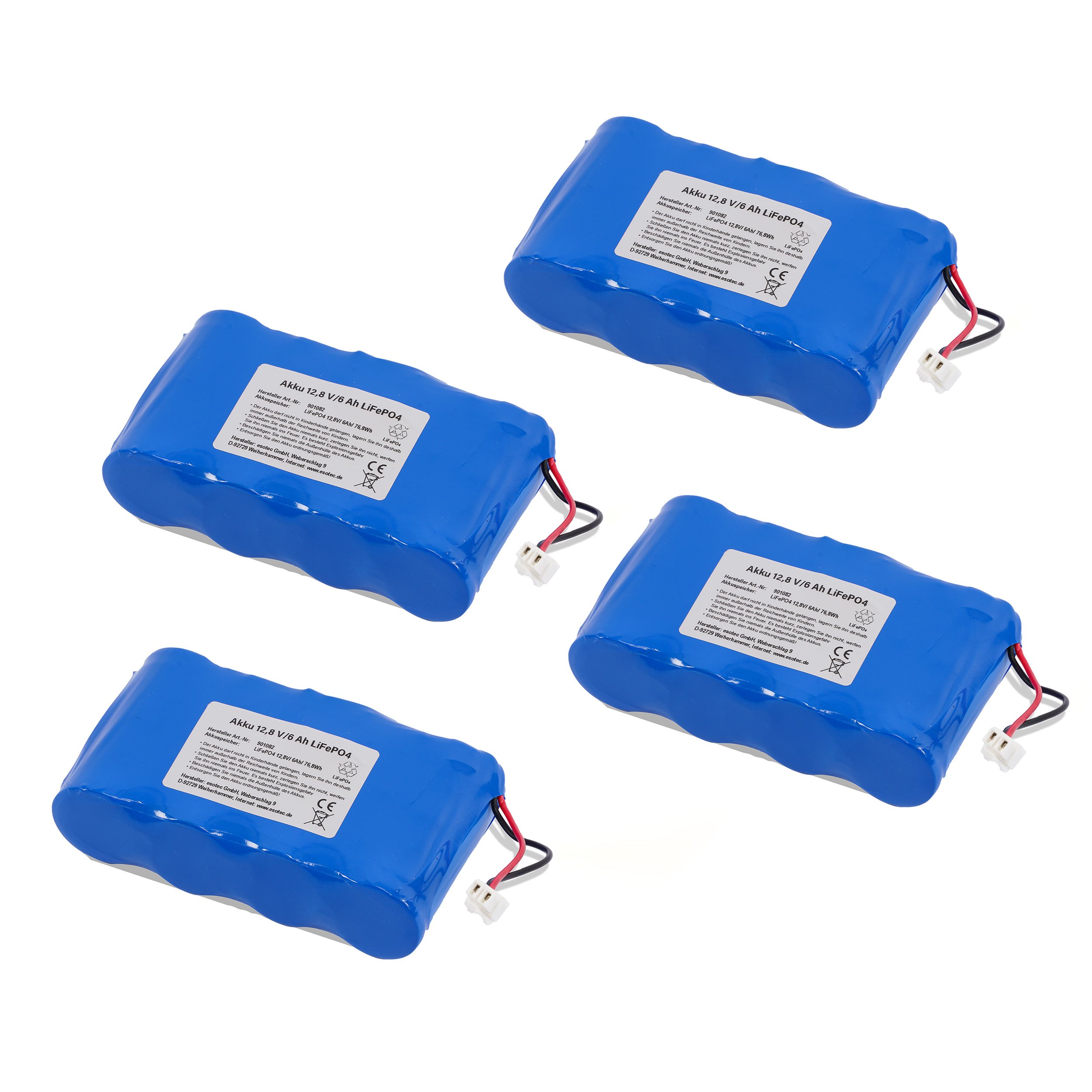Ersatzakkupack LiFePO4 12,8 V / 4 x 6 Ah - mit Stecker weiß