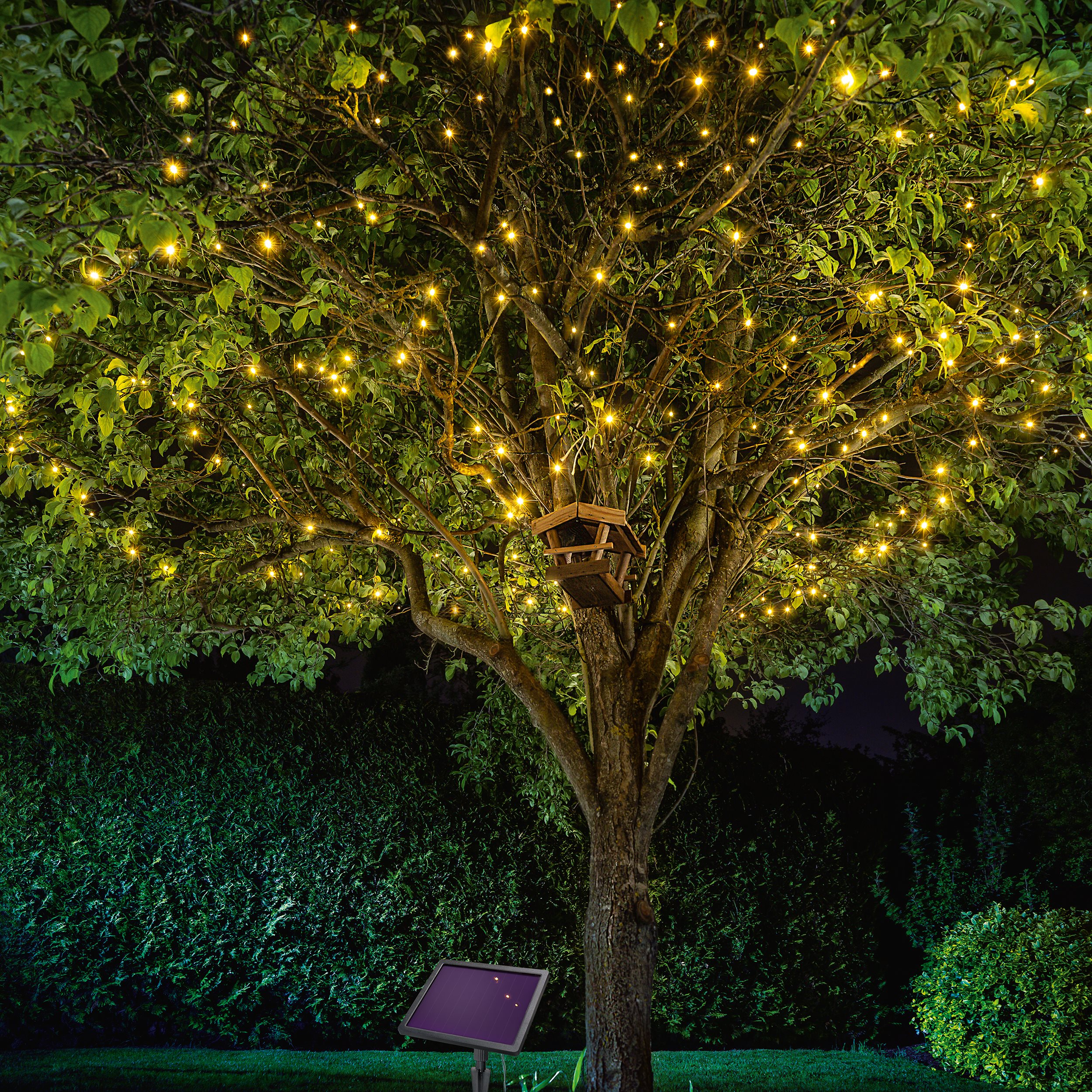 Solar Lichterkette mit 200 warmweißen LEDs