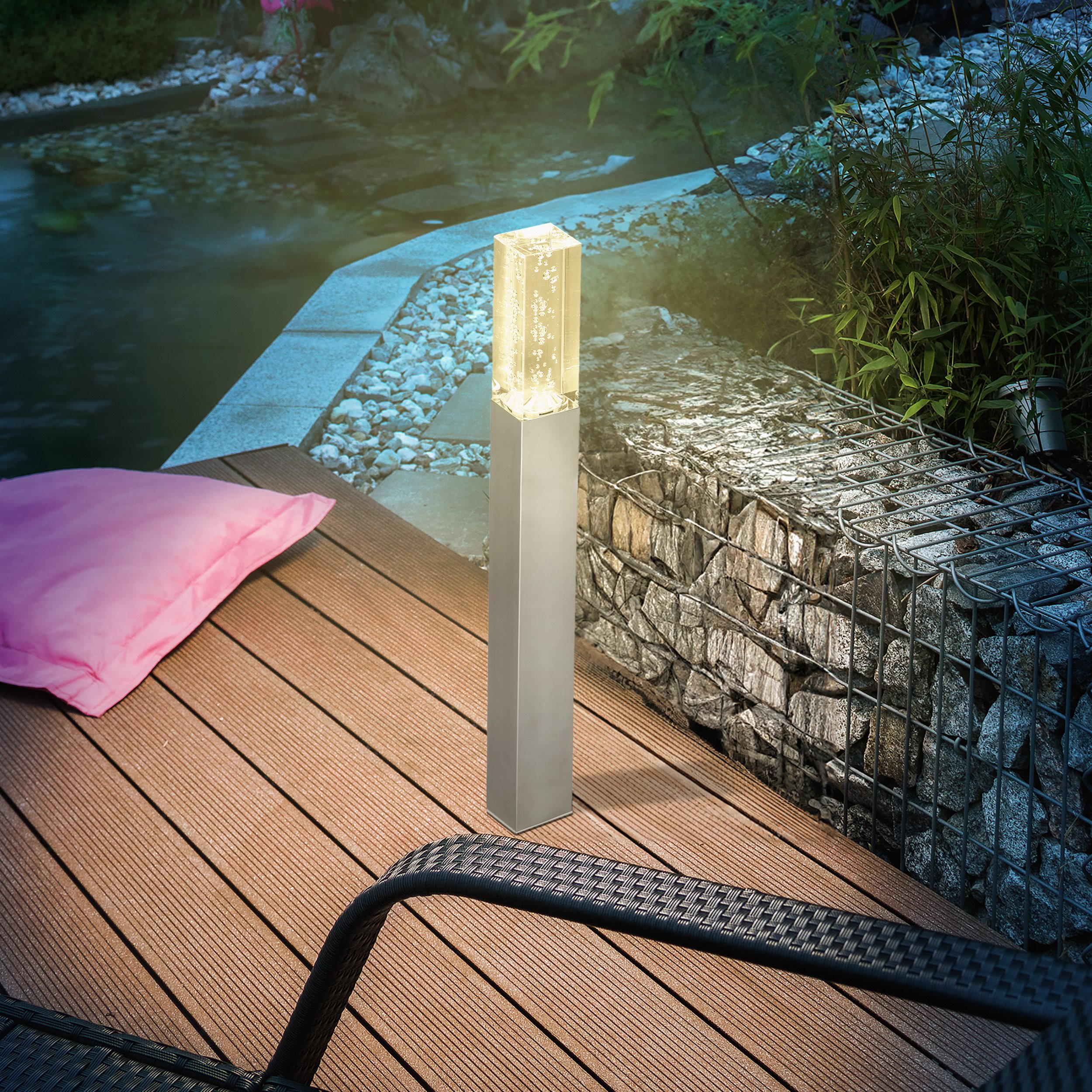 Elegante Standleuchte Bubble Tower 63 cm aus Edelstahl