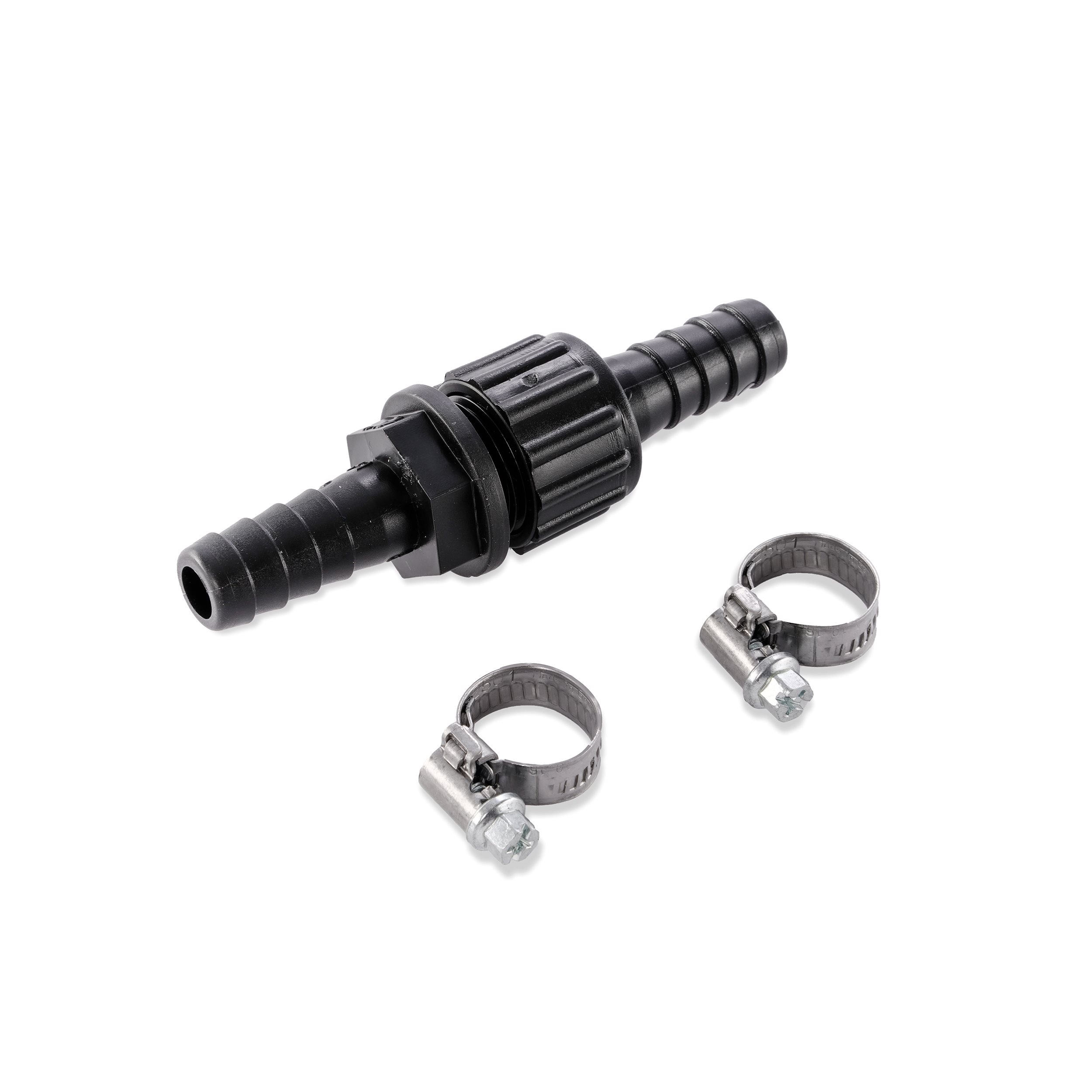 Schlauchverbinder 1/2" - 13 mm, inkl. 2 Schlauchschellen 