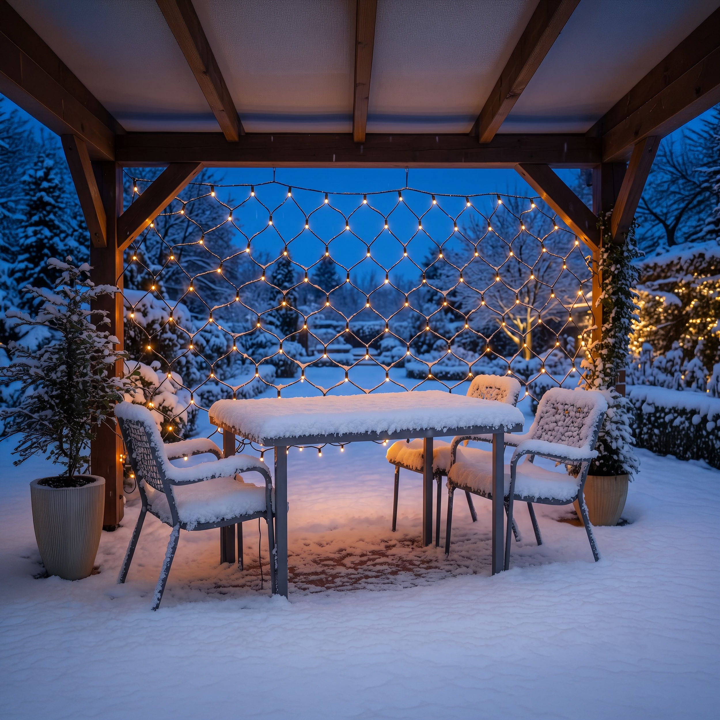 Solar Lichternetz mit 144 warmweißen LEDs