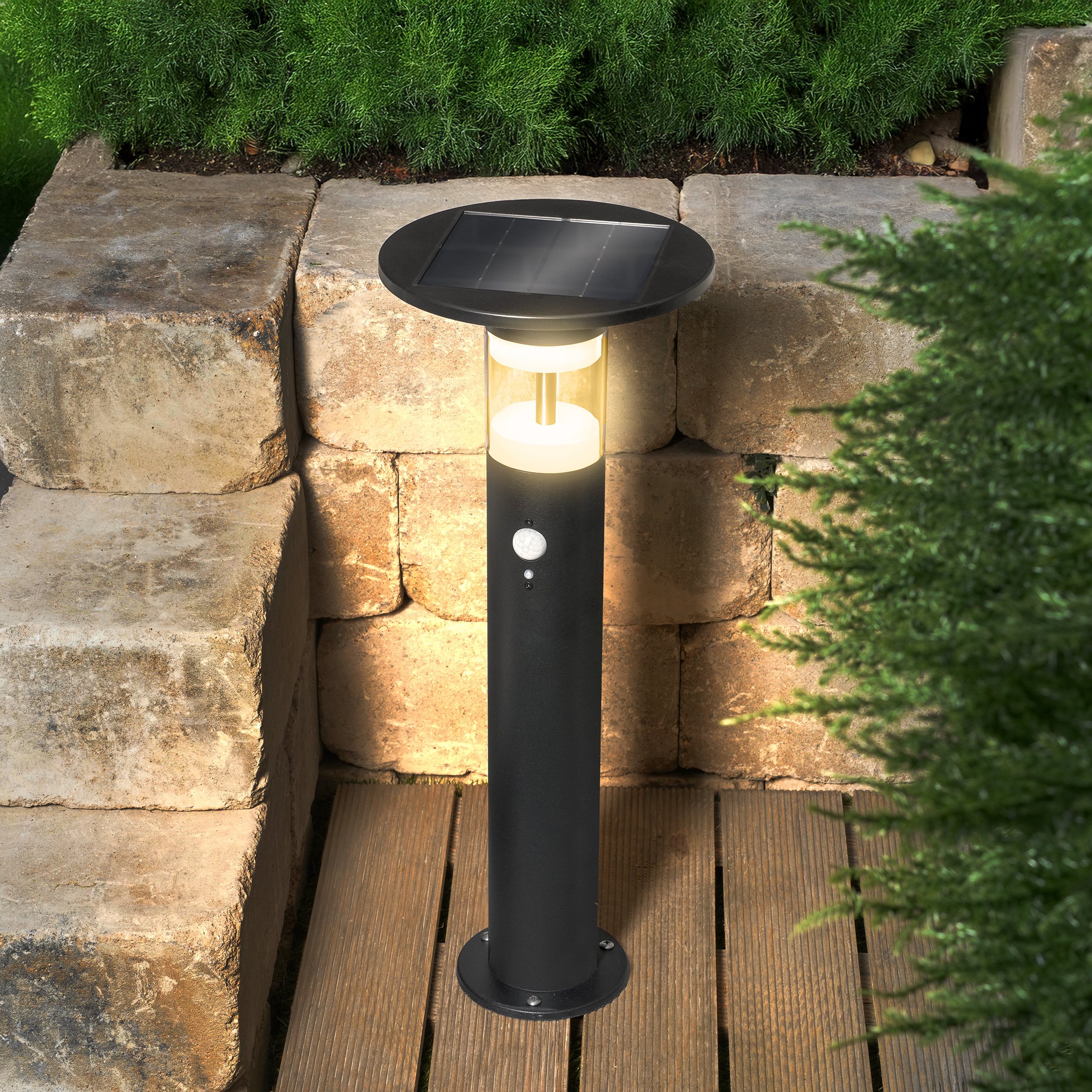 Solar PIR-Standleuchte Amelia 53 cm, schwarz