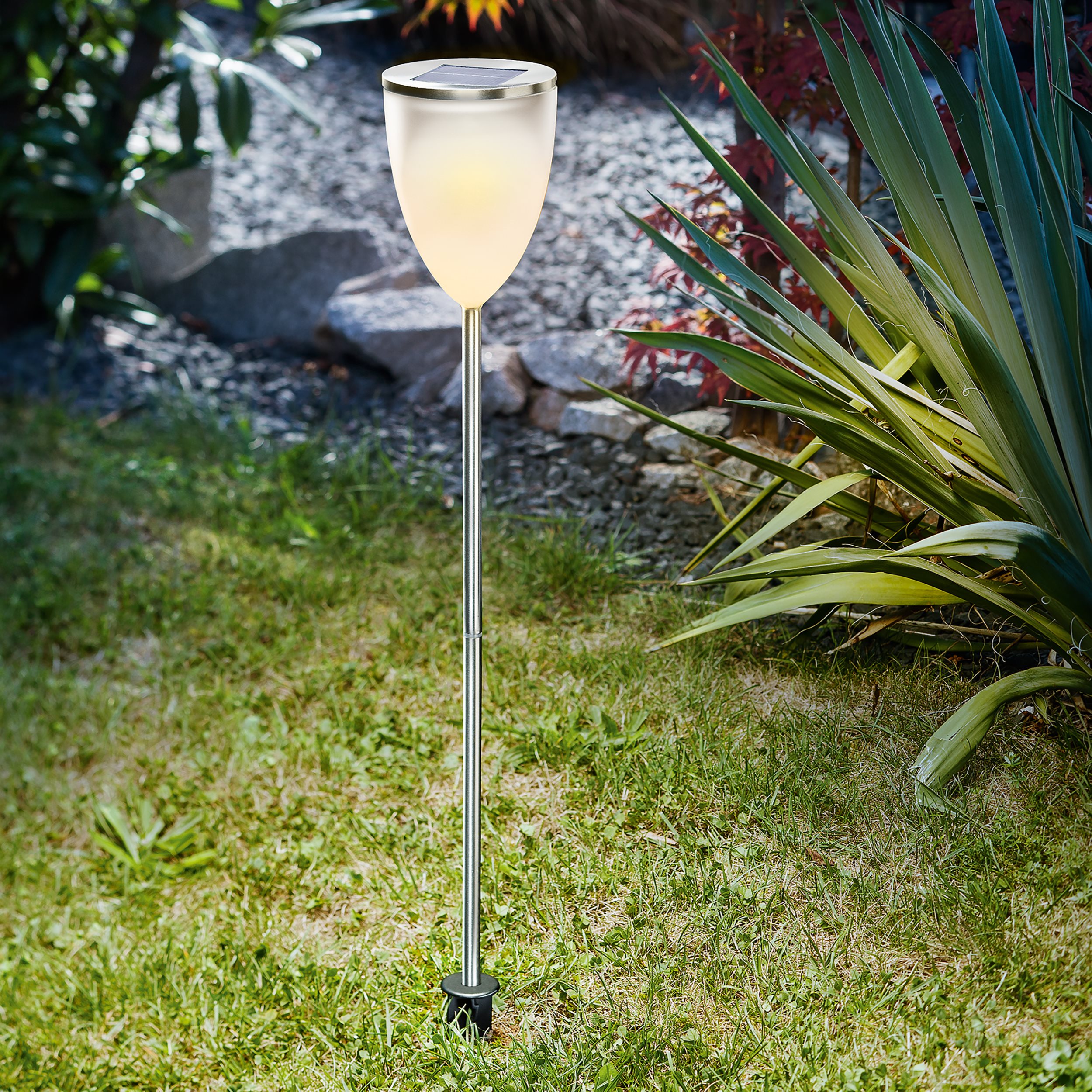 Solar Stableuchte Tropiclight 59 cm DuoColor Edelstahl