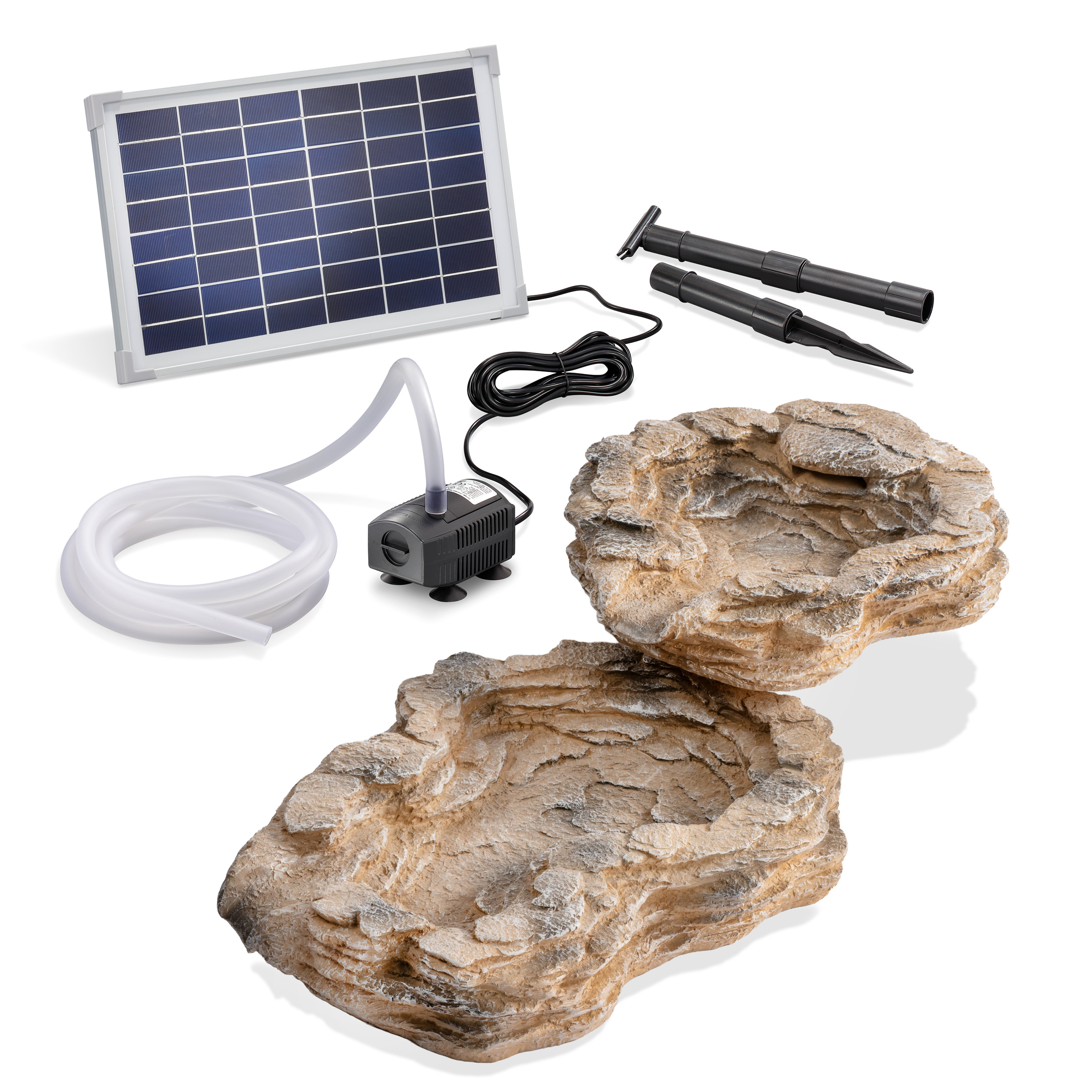 Bachlaufschalen-Set 2-teilig terrakotta mit Solarpumpe