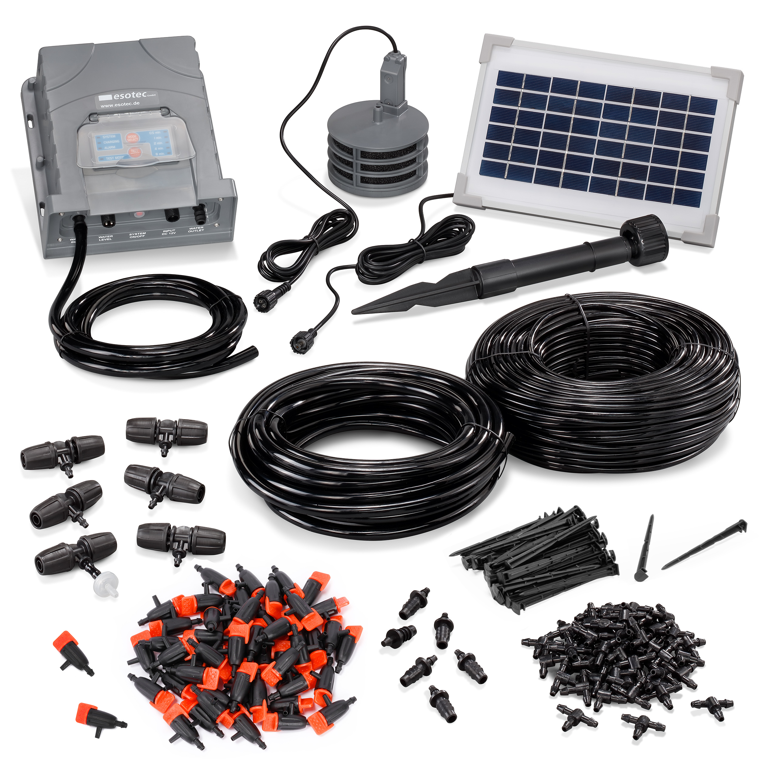 Solar Bewässerungsset WaterDrops Pro mit 50 regulierbaren Tropfern
