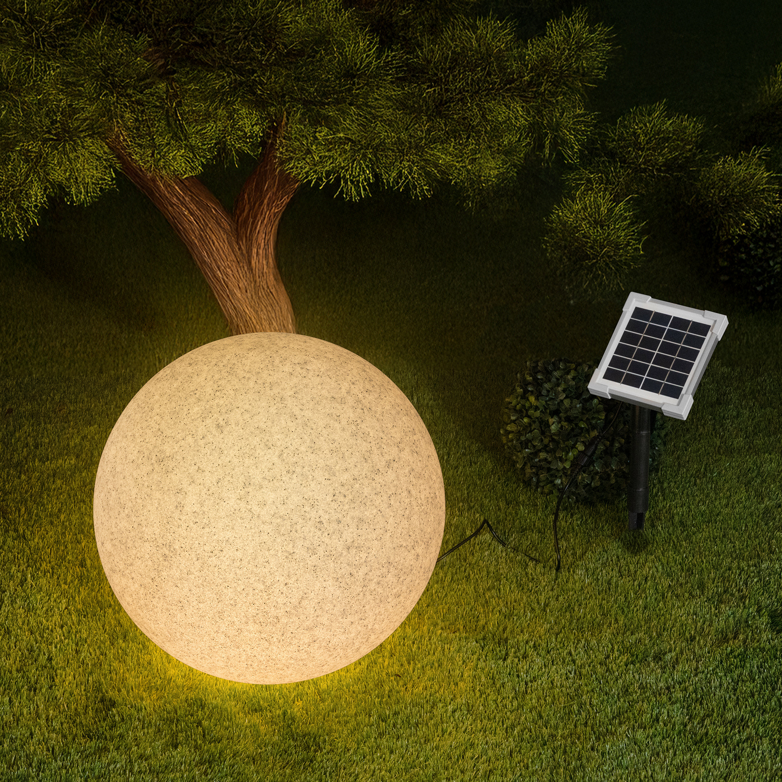 Solar Deko-Leuchtstein 40 cm mit externem 2 W Solarmodul