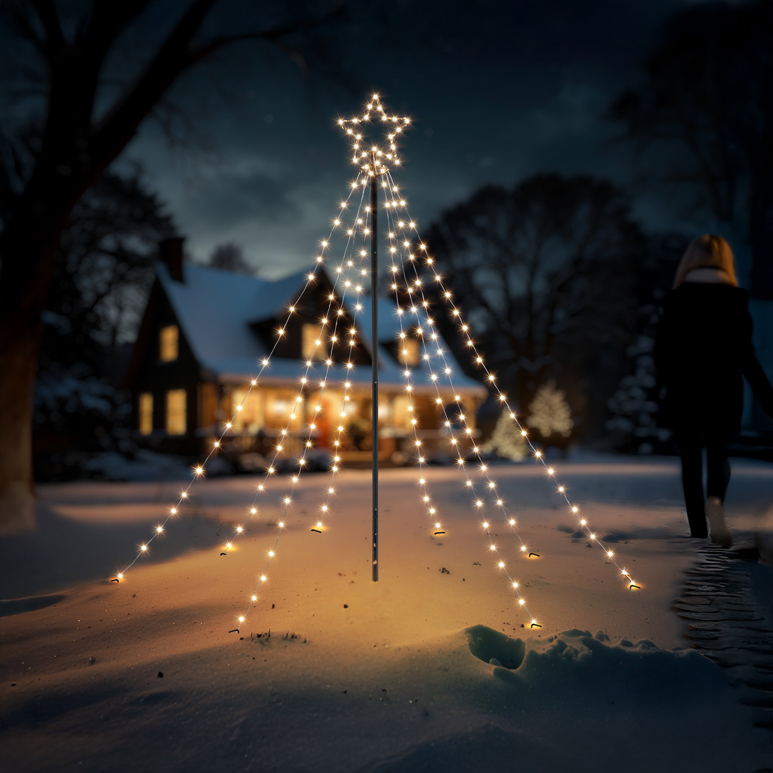 Solar Lichterketten Weihnachtsbaum XXL, Höhe 2 m mit 200 LEDs