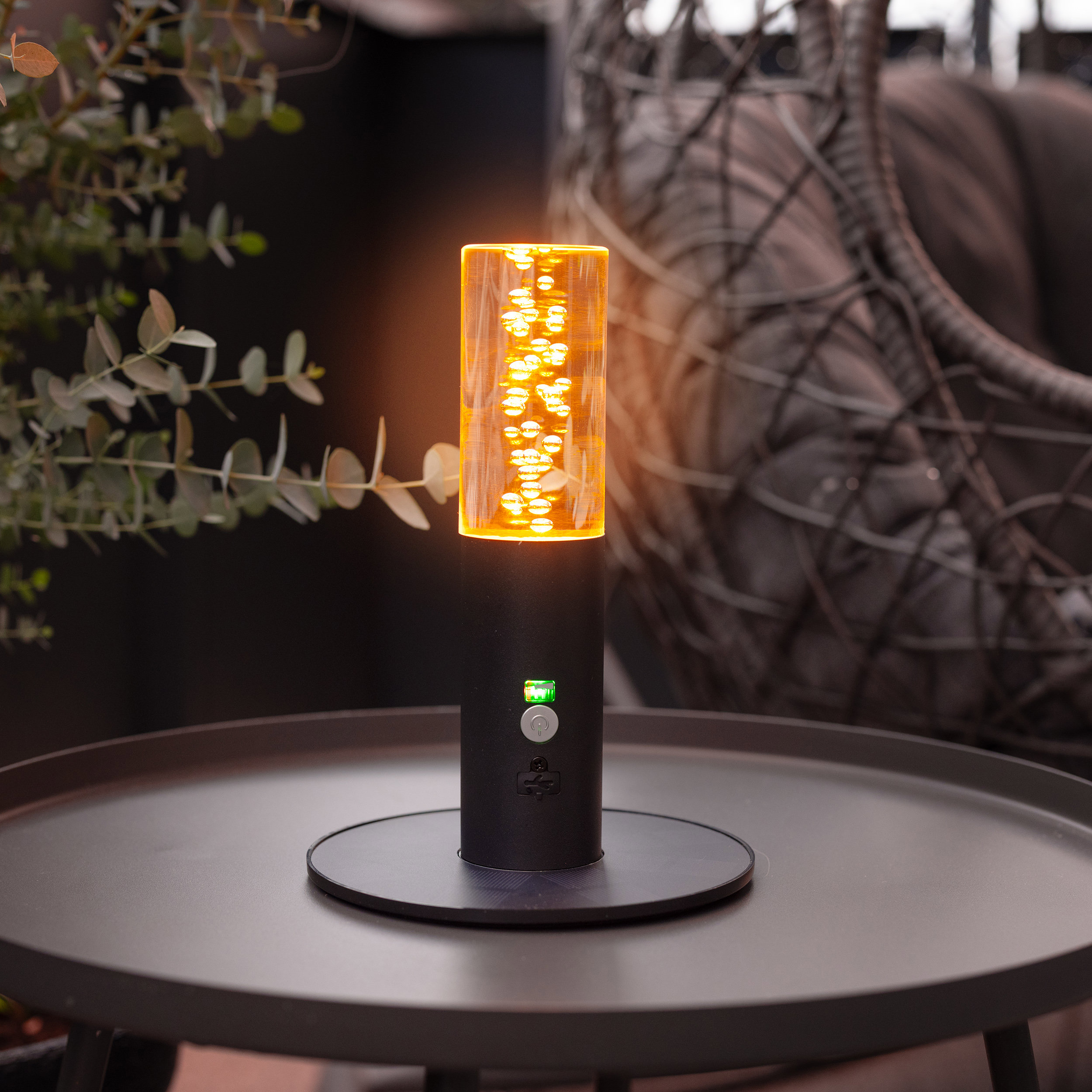 Zauberhafte Solar Tischleuchte Pineto mit Acrylglas-Oberteil, dimmbar