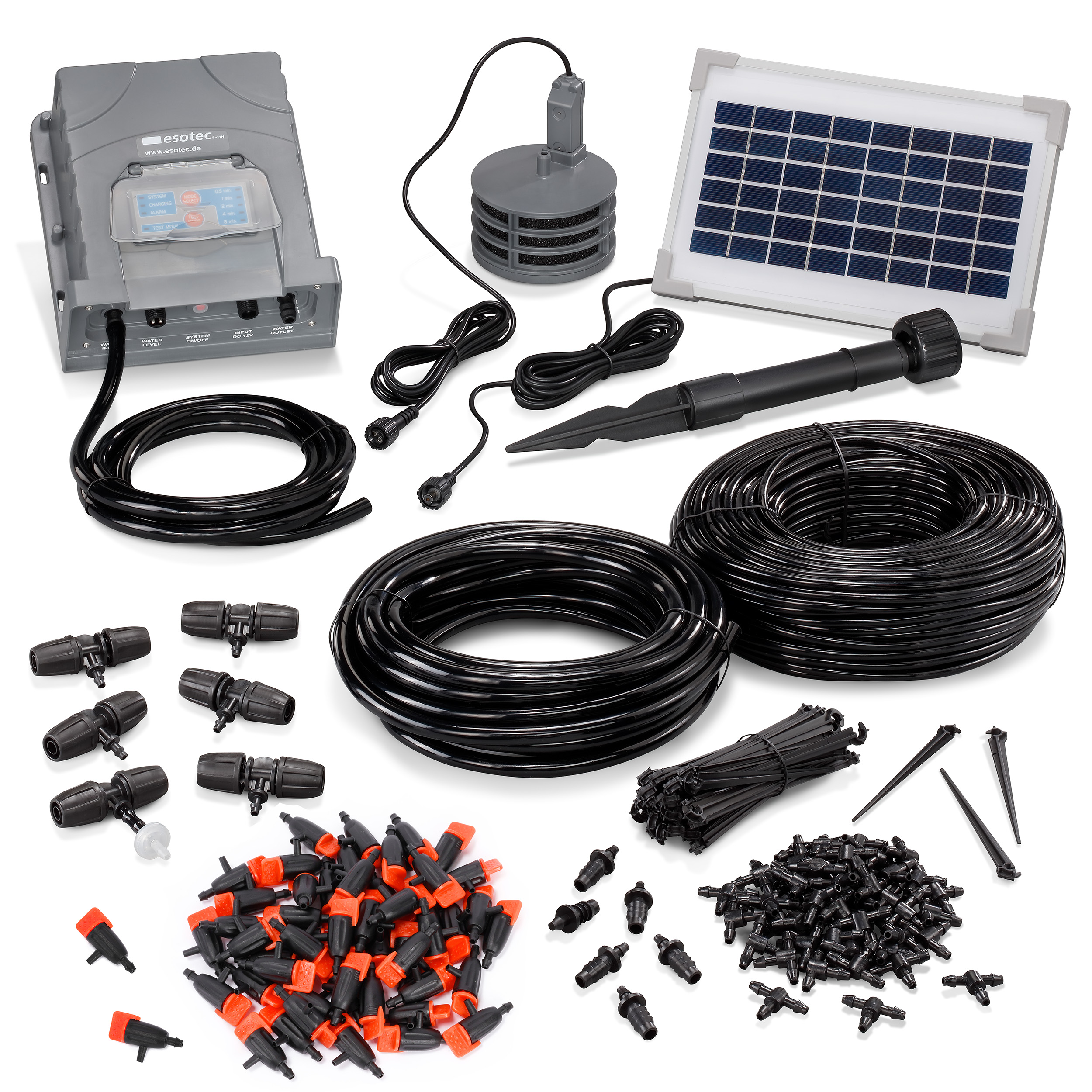 Solar Bewässerungsset WaterDrops Pro mit 50 regulierbaren Tropfern