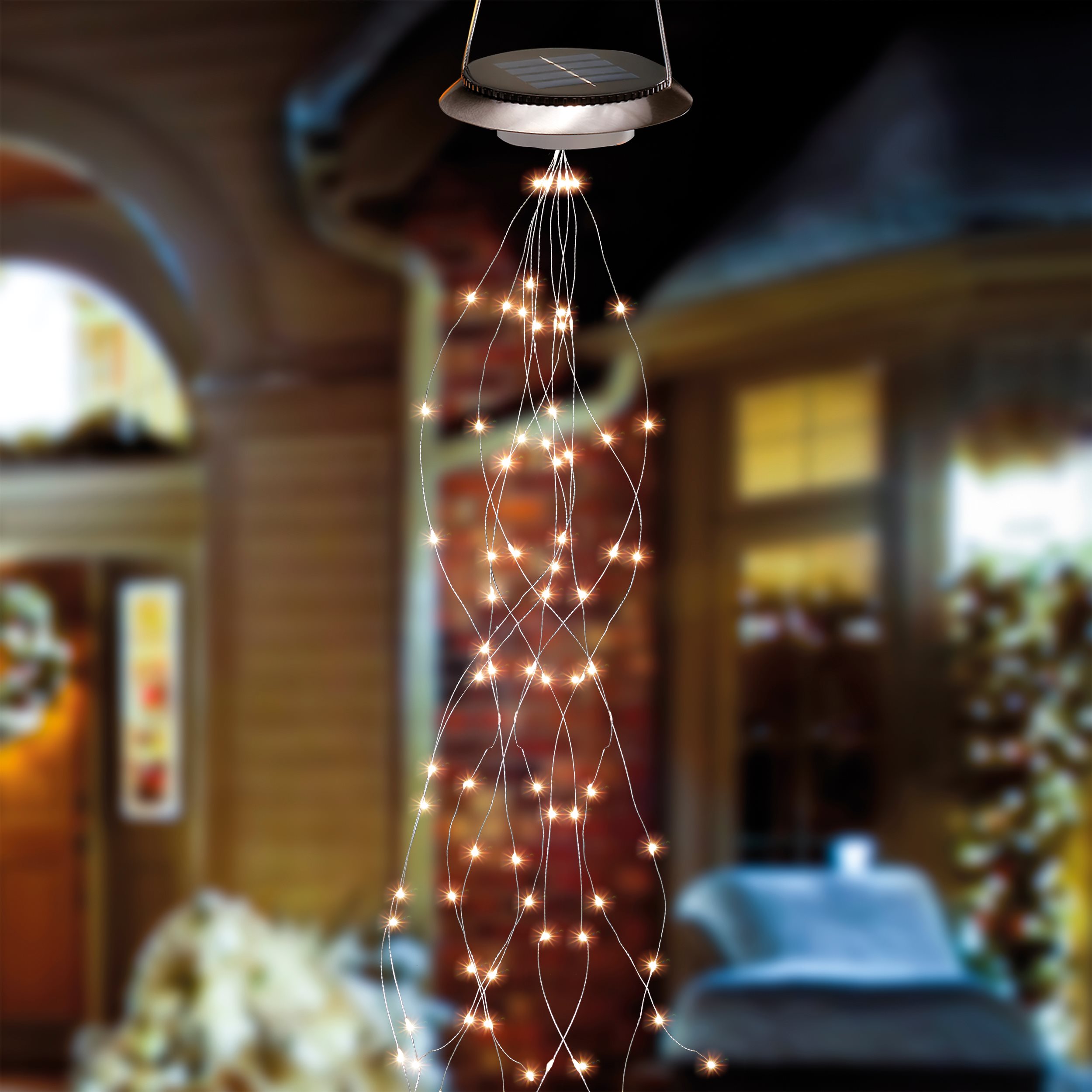 Hängendes Solar Lichterbündel Tamara mit 100 LEDs