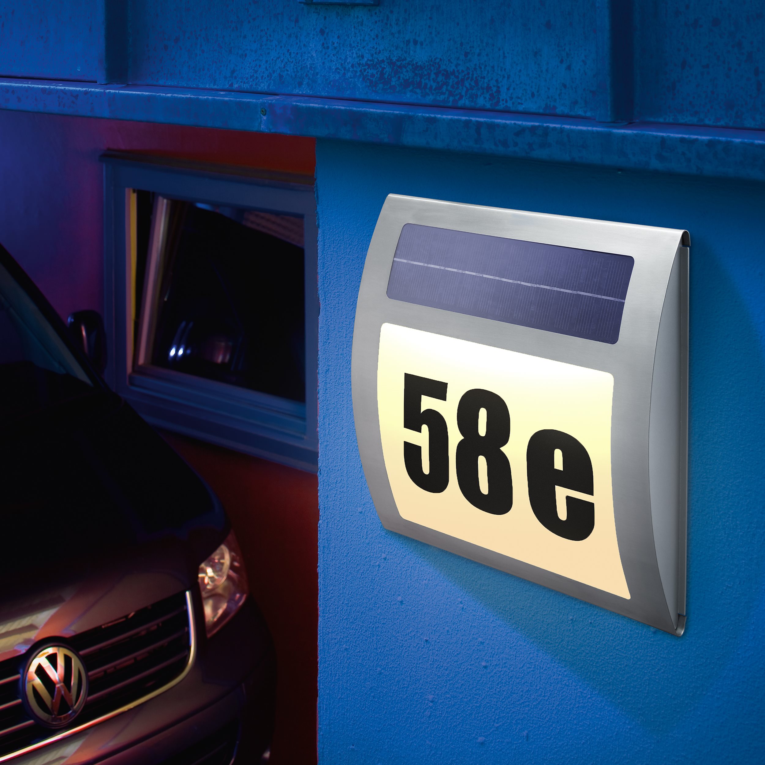 Solar Hausnummernleuchte Wave, warmweiß