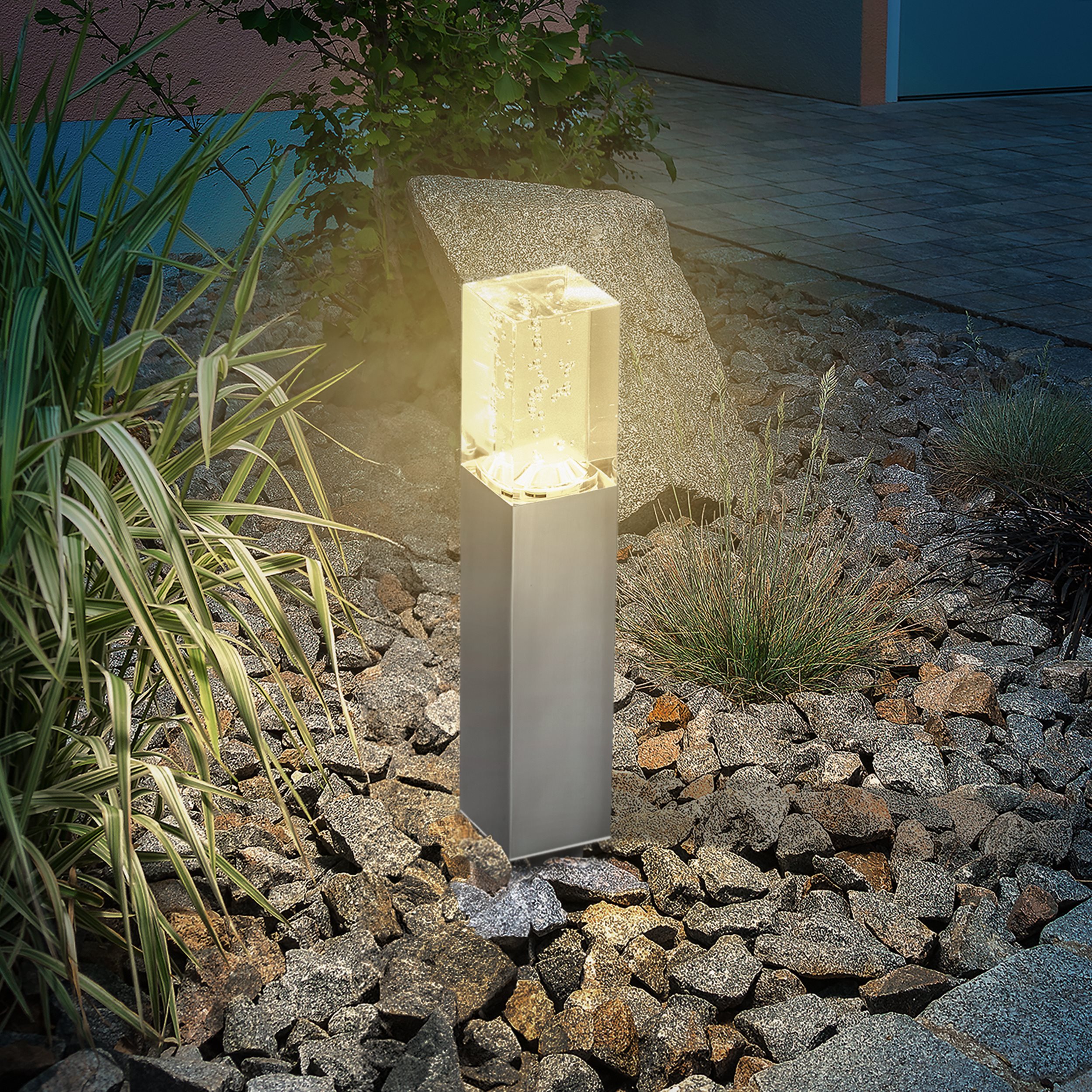 Elegante Standleuchte Bubble Tower 30 cm aus Edelstahl