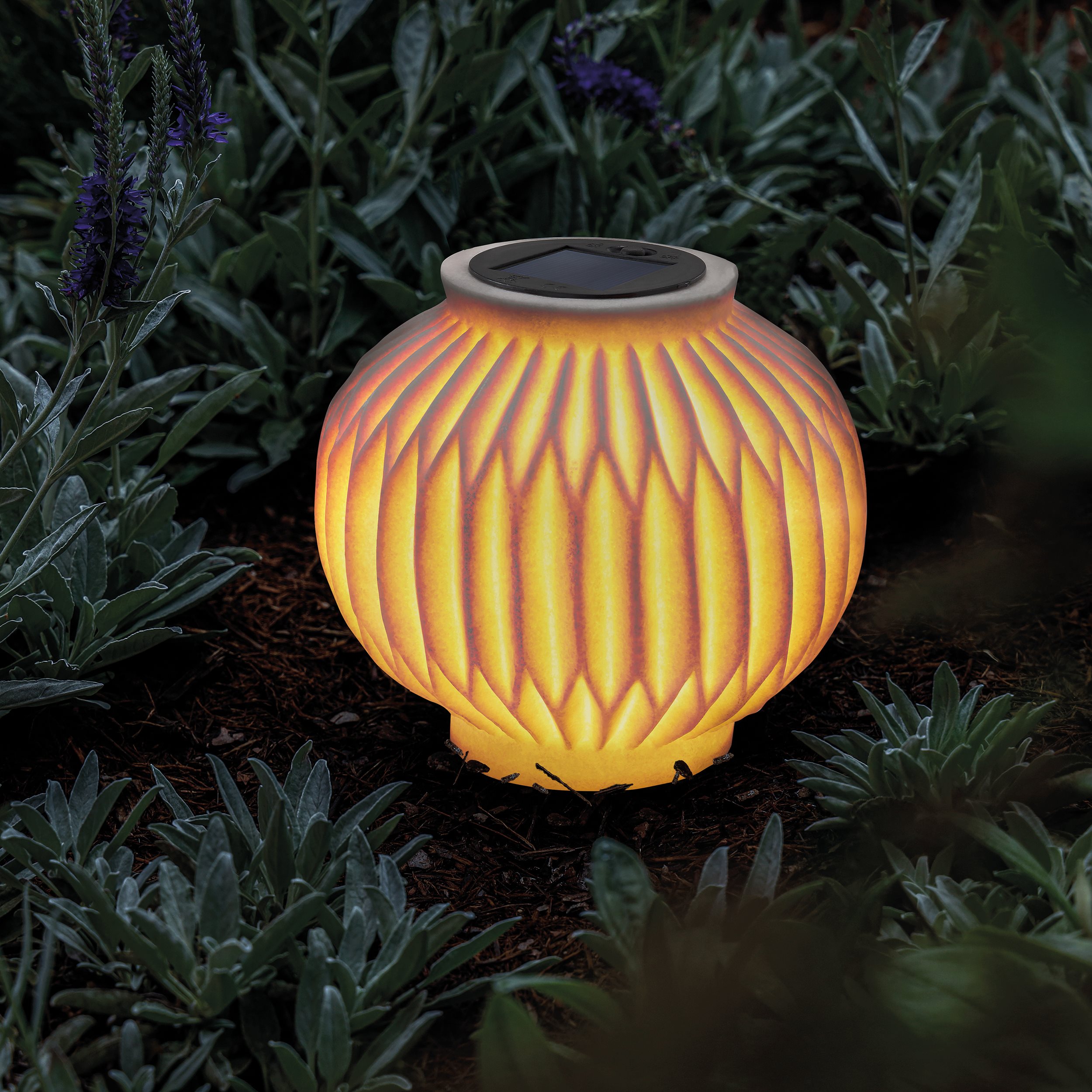 Solar Hänge- und Tischleuchte Ibiza in Sandsteinoptik