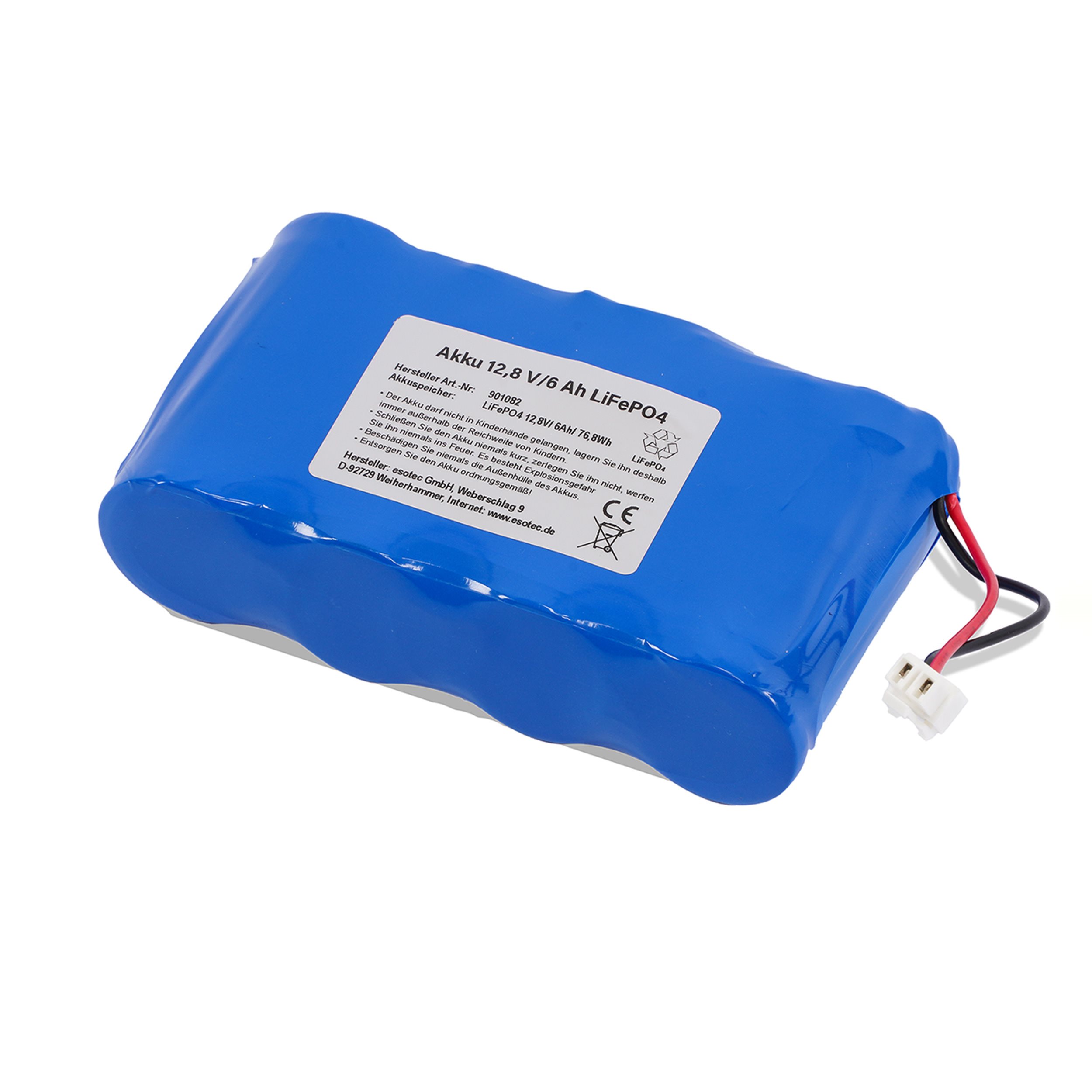 Ersatzakkupack LiFePO4 12,8 V / 6 Ah - mit Stecker weiß