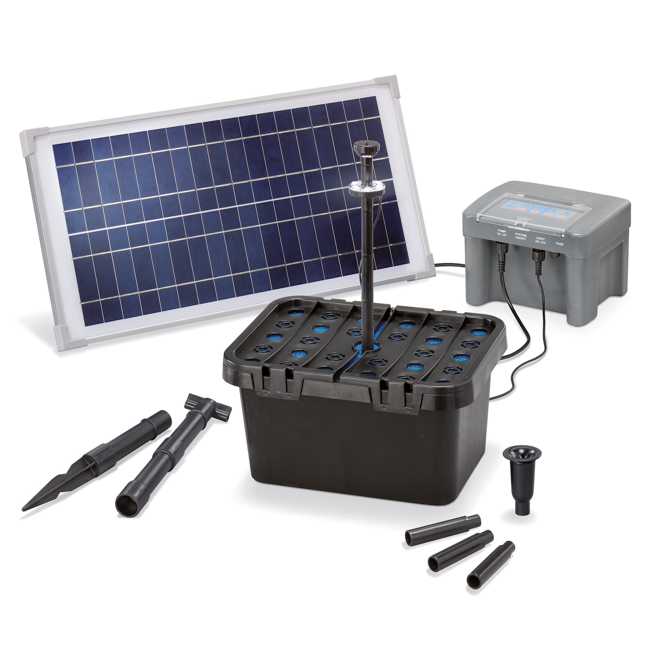 Solar Unterwasserfilter-Set 15/500 mit 7 Ah Pb-Akkuspeicher