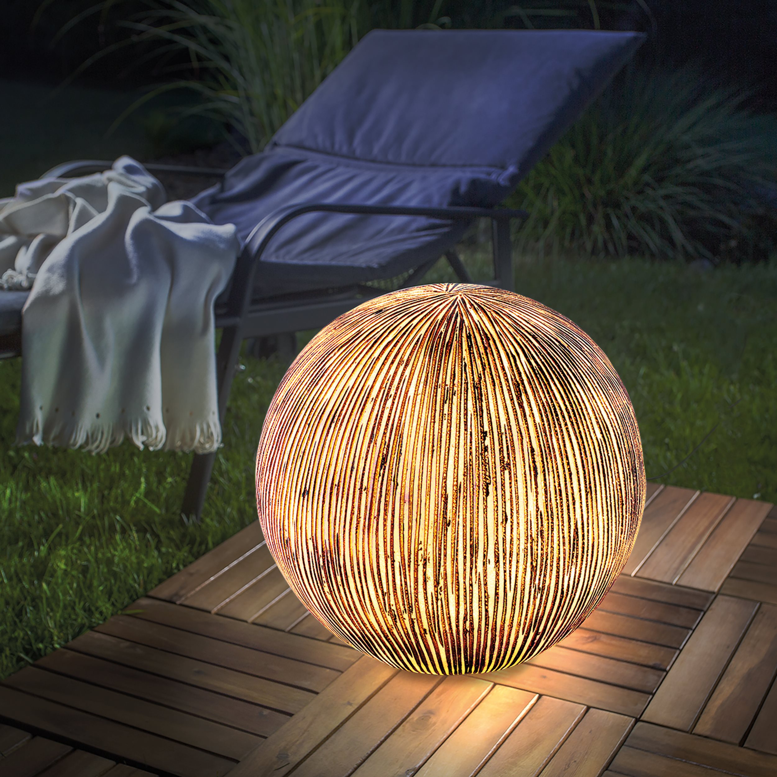 Solarkugel Ribbed-Ball ⌀ 26 cm in Sandsteinoptik