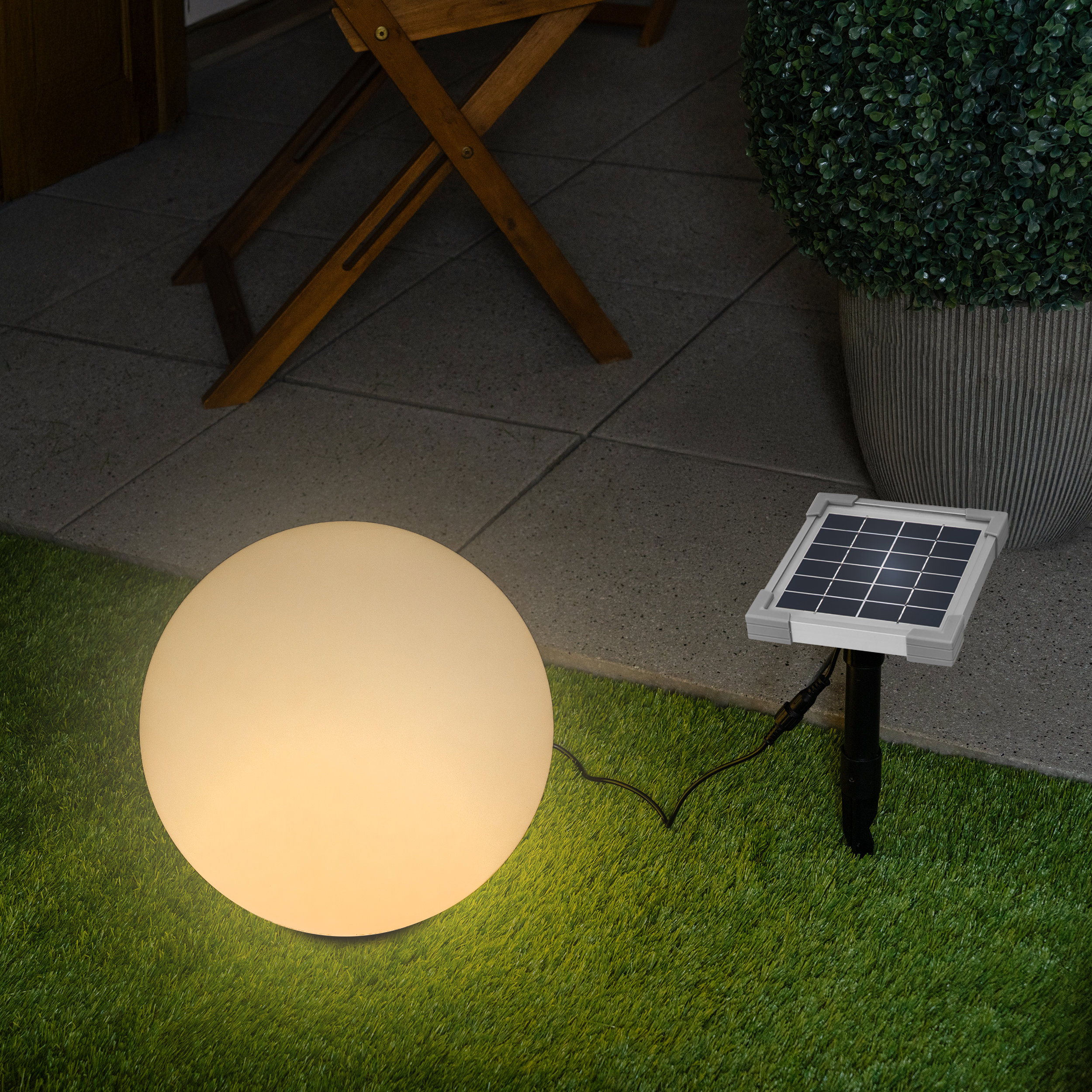 Solar Deko-Leuchtkugel 30 cm mit externem 2 W Solarmodul