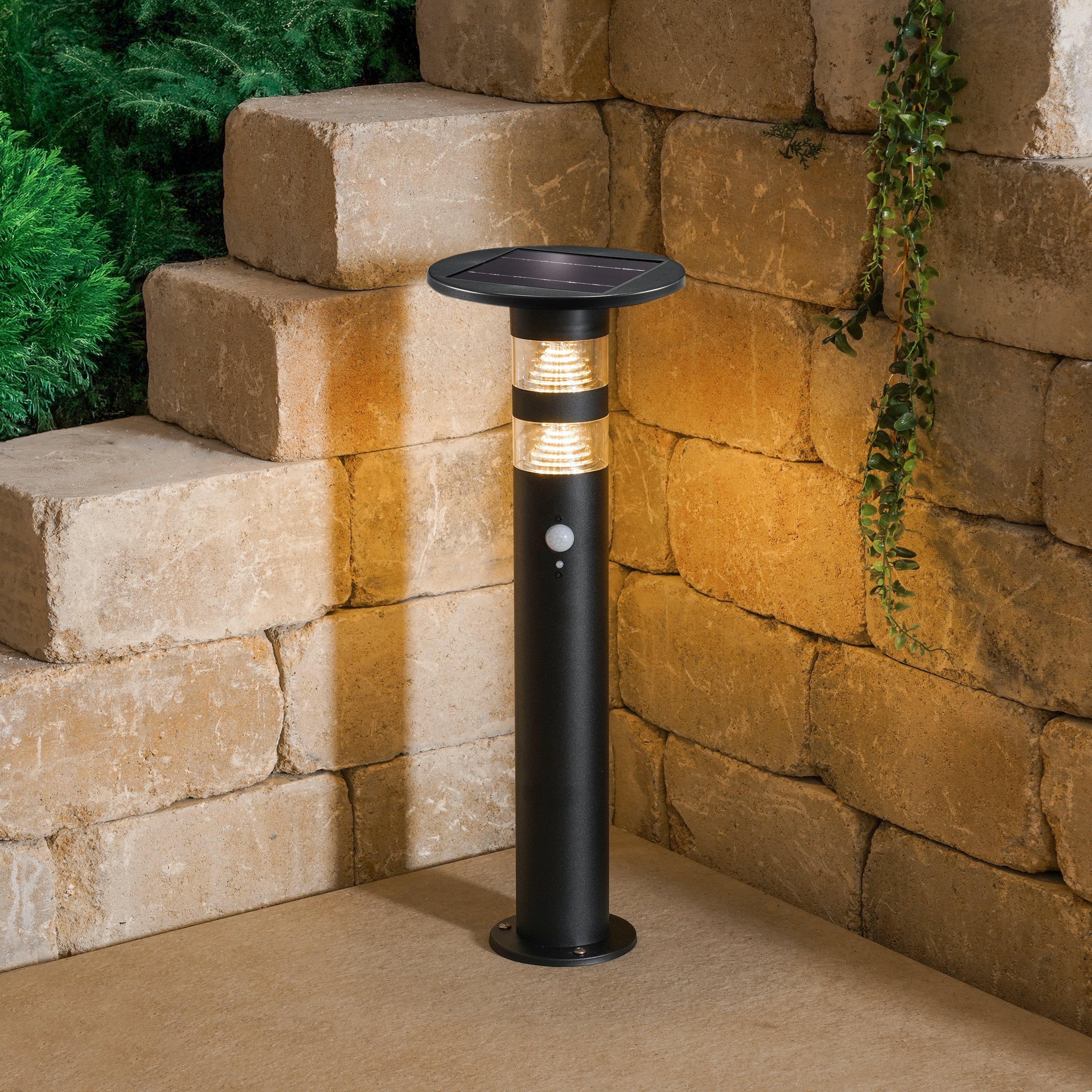 Solar PIR-Standleuchte Casoli 55 cm, schwarz