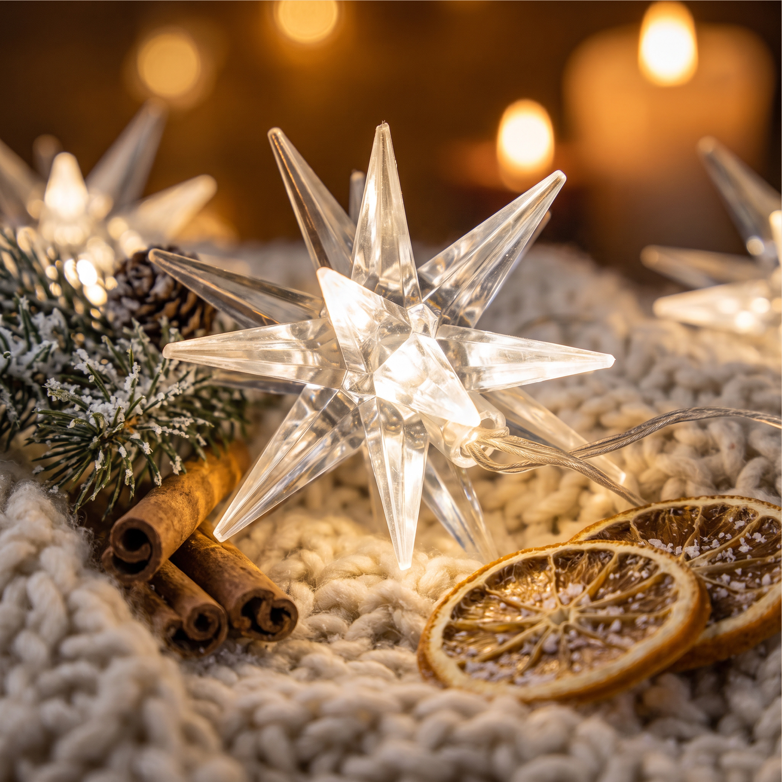 Solar Deko-Lichterkette mit 10 Adventssternen