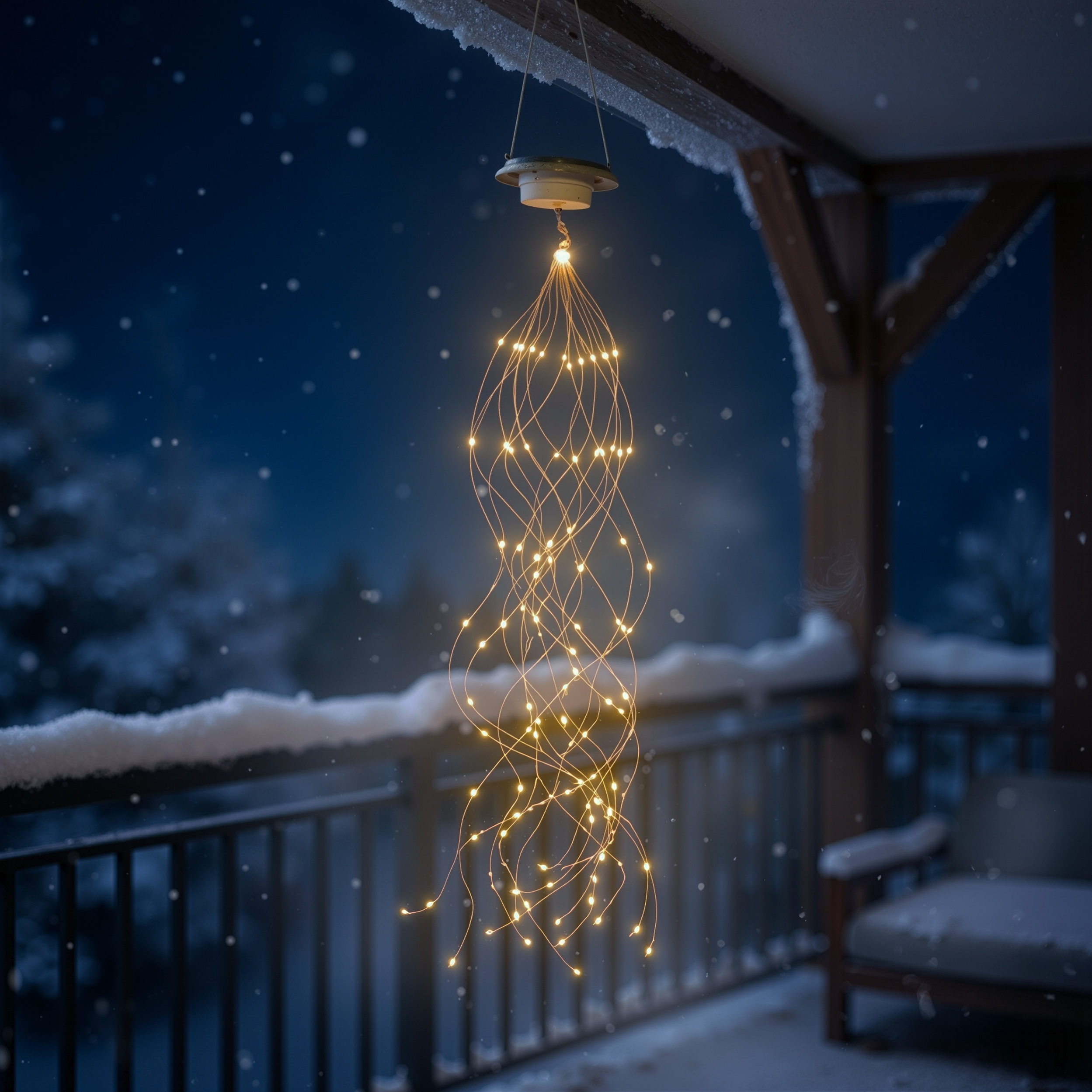 Hängendes Solar Lichterbündel Tamara mit 100 LEDs