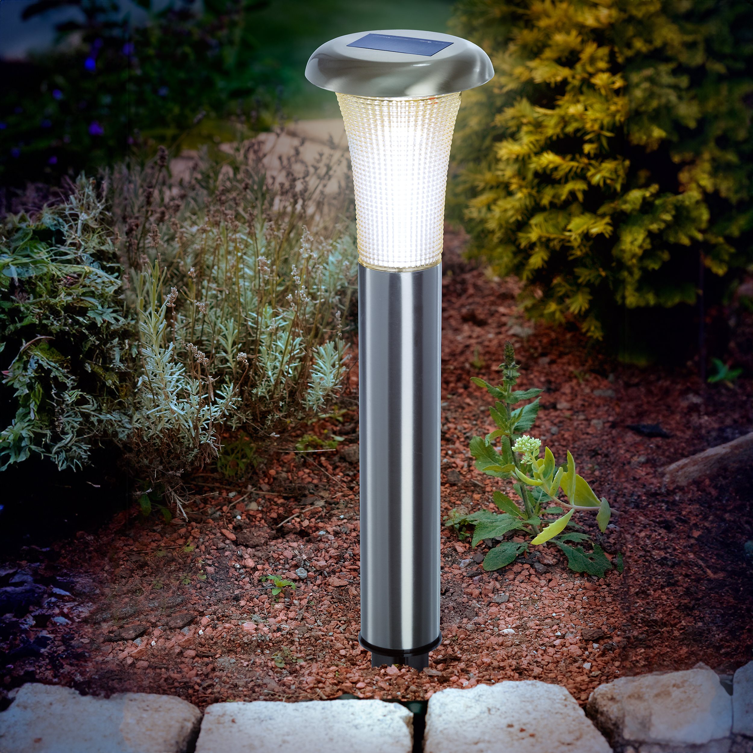 Solar Standleuchte Vesuv 38 cm duo color Edelstahl