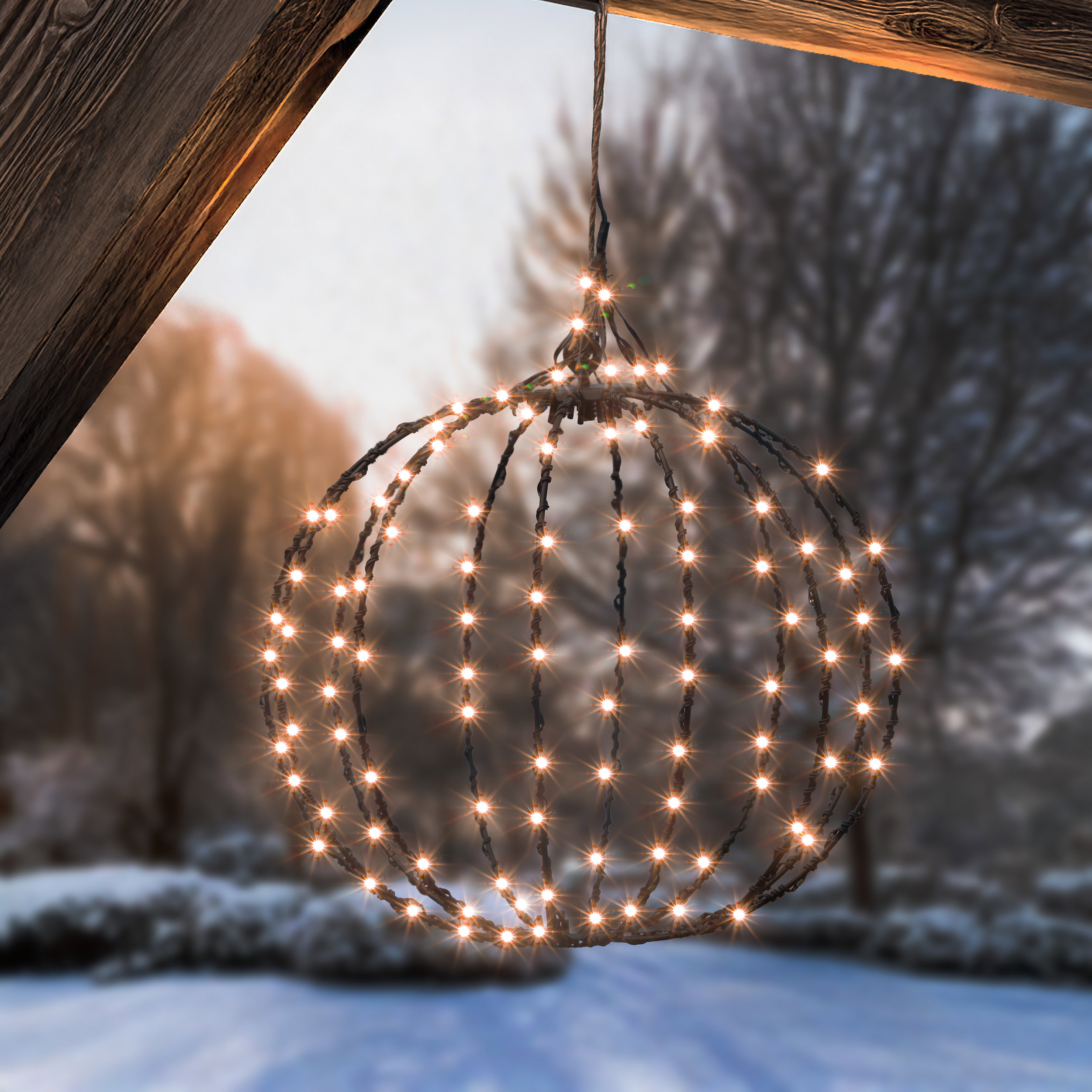 Solar Weihnachtskugel Ø 30 cm mit 210 bernsteinfarbenen LEDs