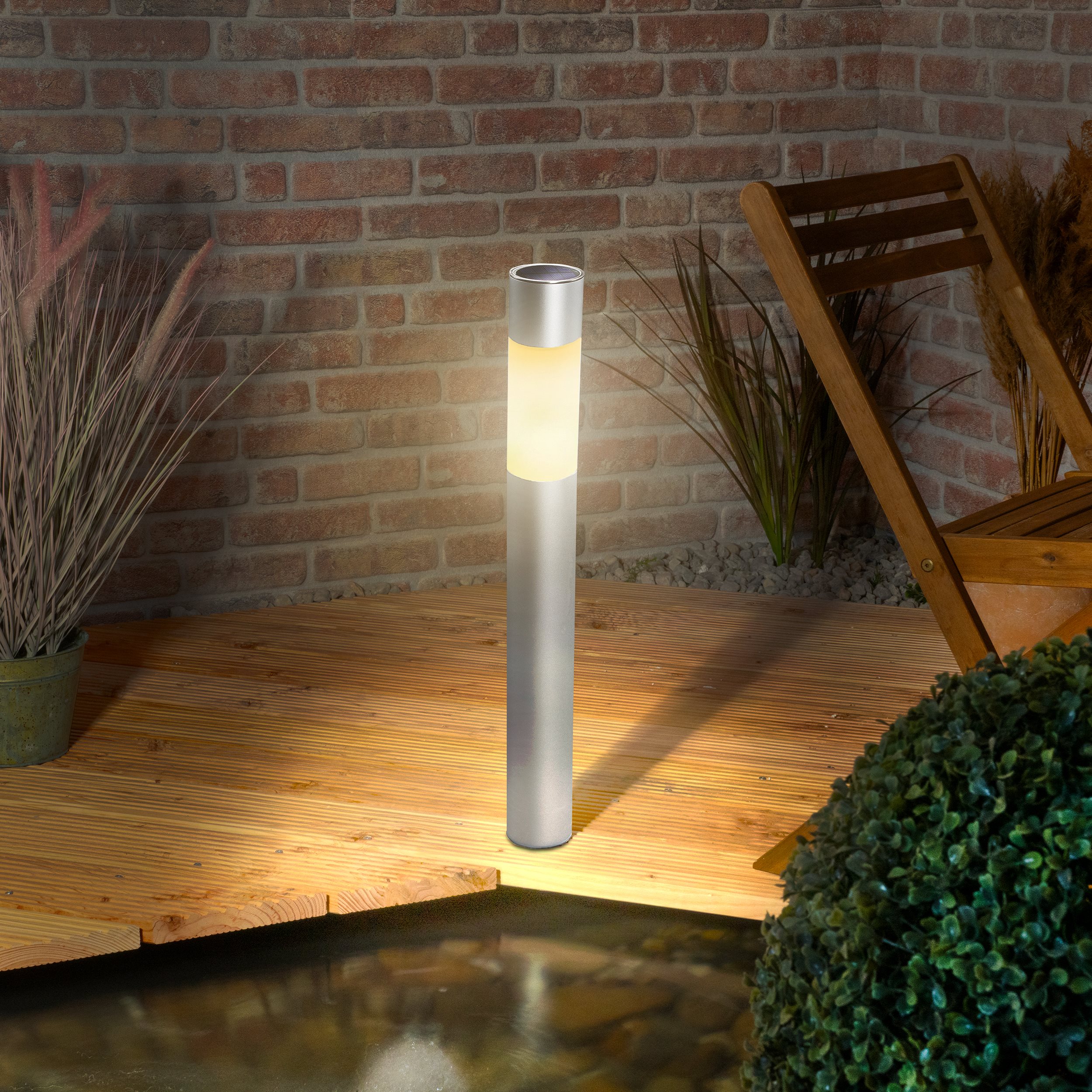 Moderne Solar Standleuchte Pole Light 70 cm DuoColor