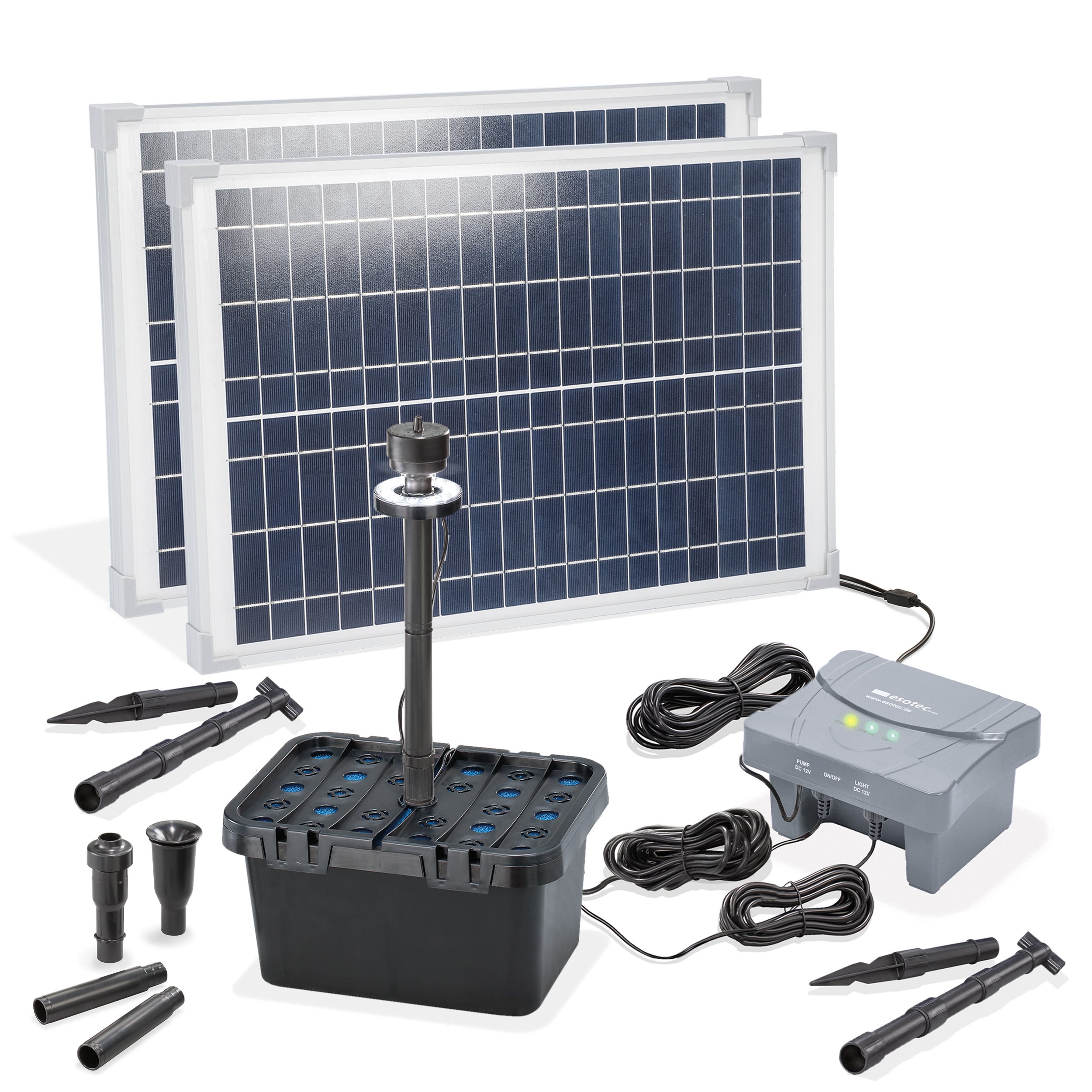 Solar Unterwasserfilter-Set 50/1400 mit 7,8 Ah LiFePO4-Akkuspeicher