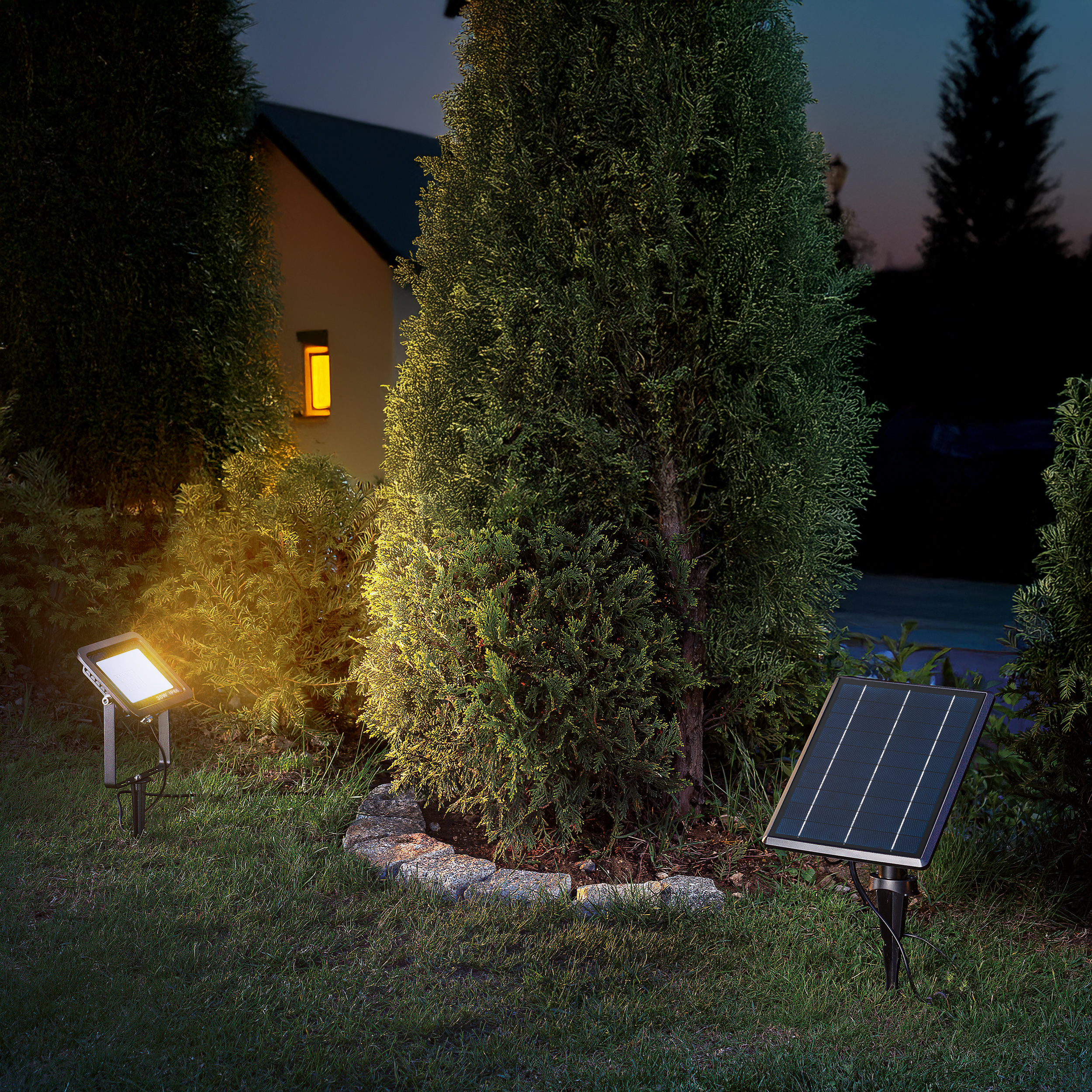 Solar Wand- und Bodenstrahler Power Flood DuoColor