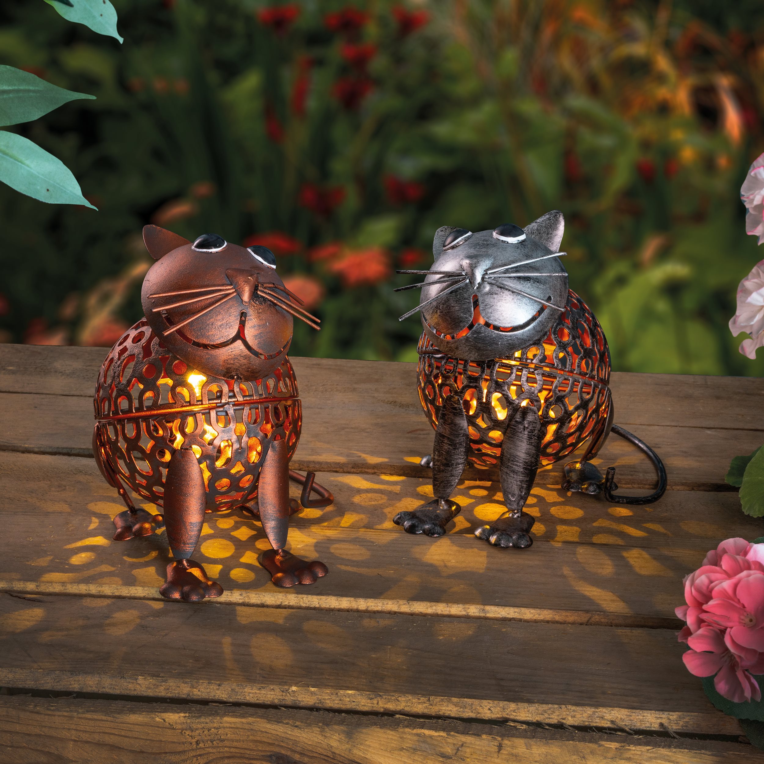 Solarfiguren Katzenpaar Koko und Kiki im 2er-Set