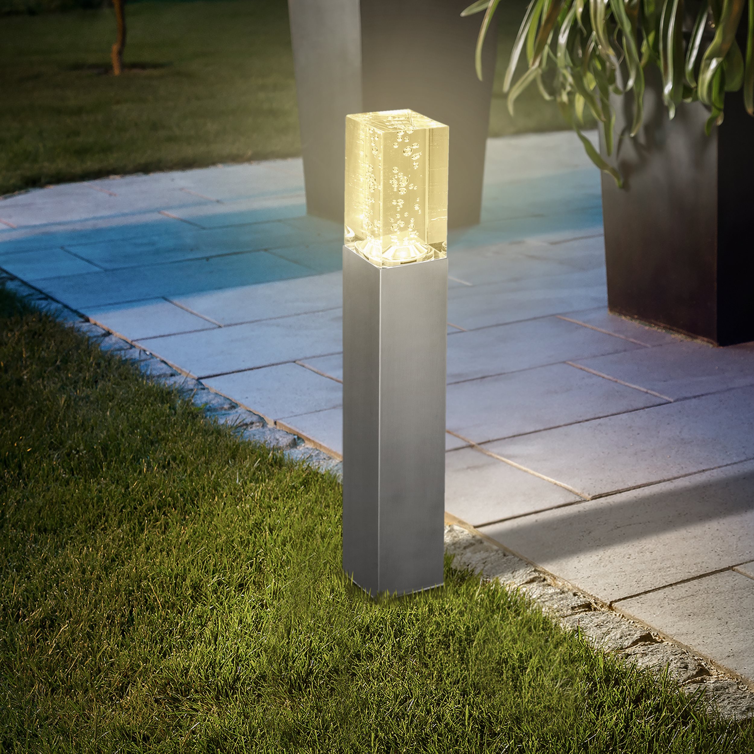 Elegante Standleuchte Bubble Tower 50 cm aus Edelstahl