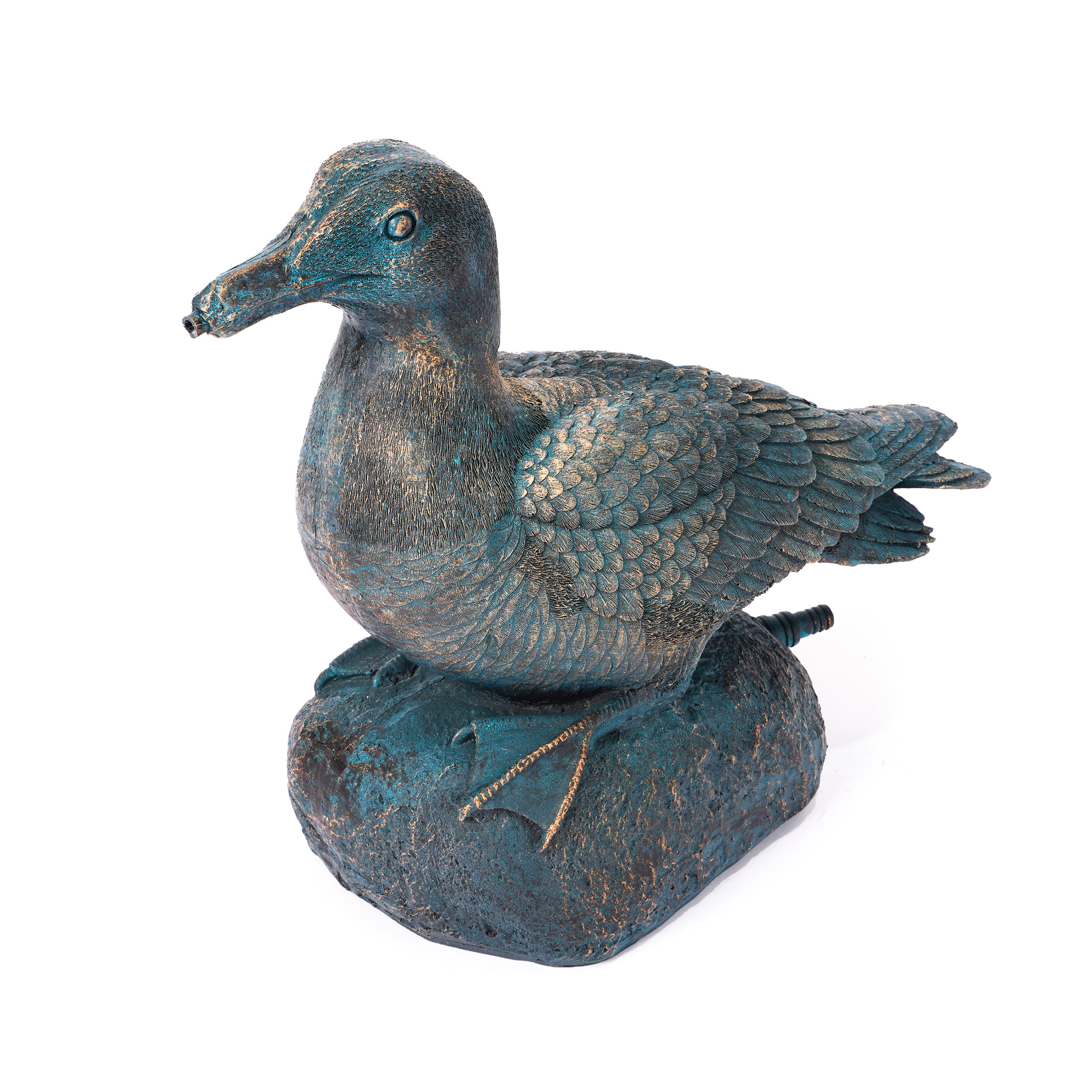 Wasserspeier-Figur Ente Samuel im Altkupfer-Design