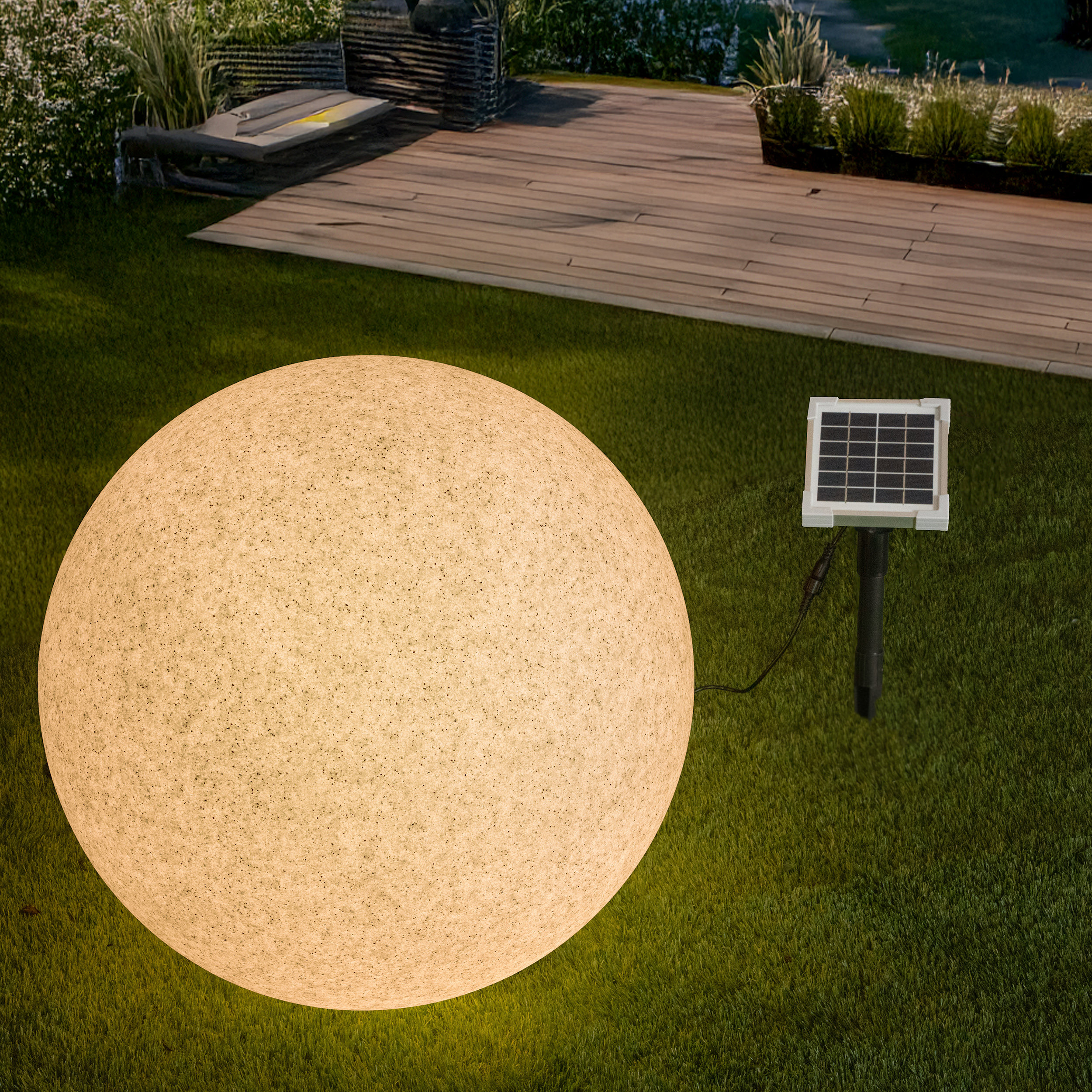 Solar Deko-Leuchtstein 50 cm mit externem 2 W Solarmodul