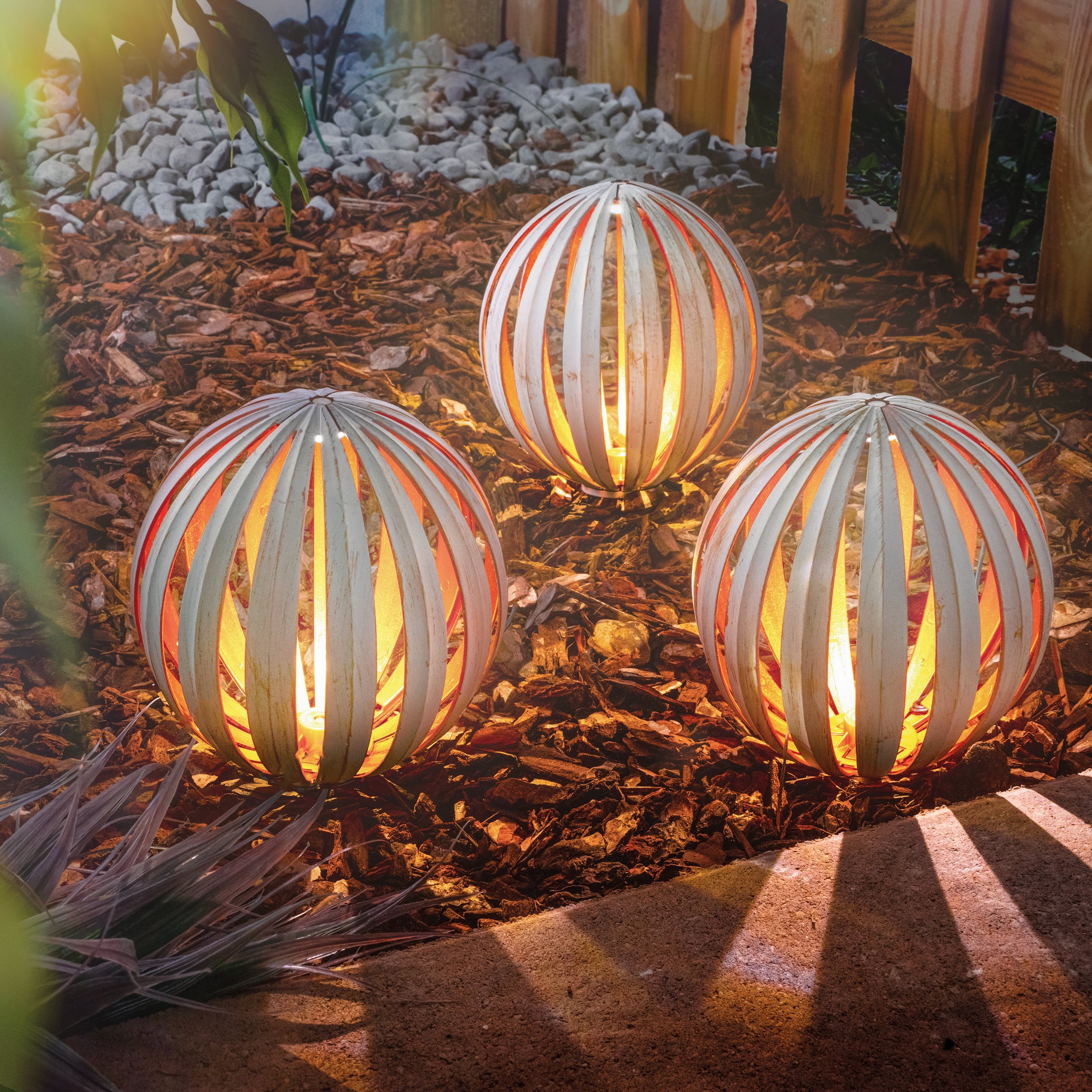 Solar-Dekokugeln Korsika Ø 15 cm altweiß, 3er-Set