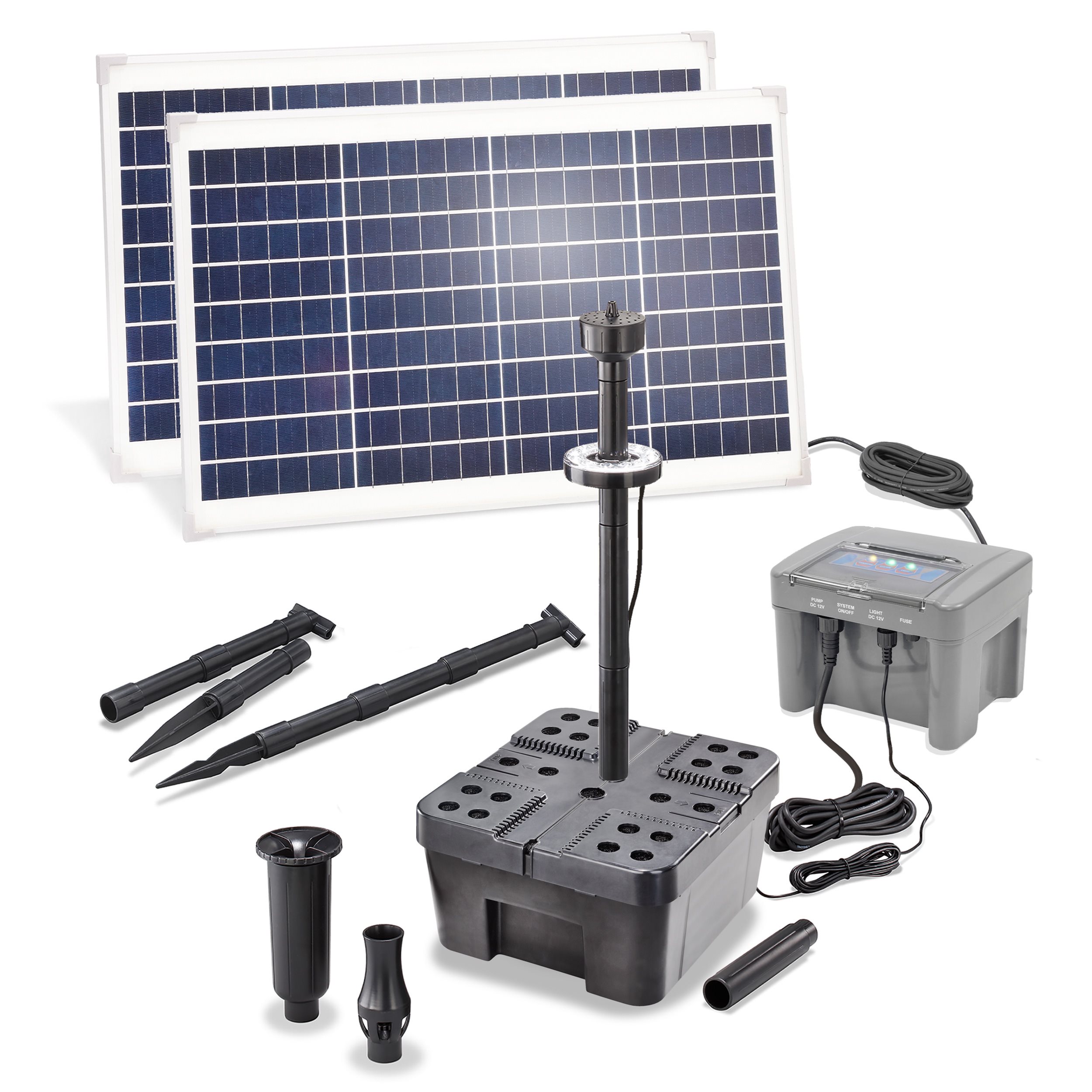 Solar Unterwasserfilter-Set 70/2800 mit 12 Ah LiFePO4-Akkuspeicher