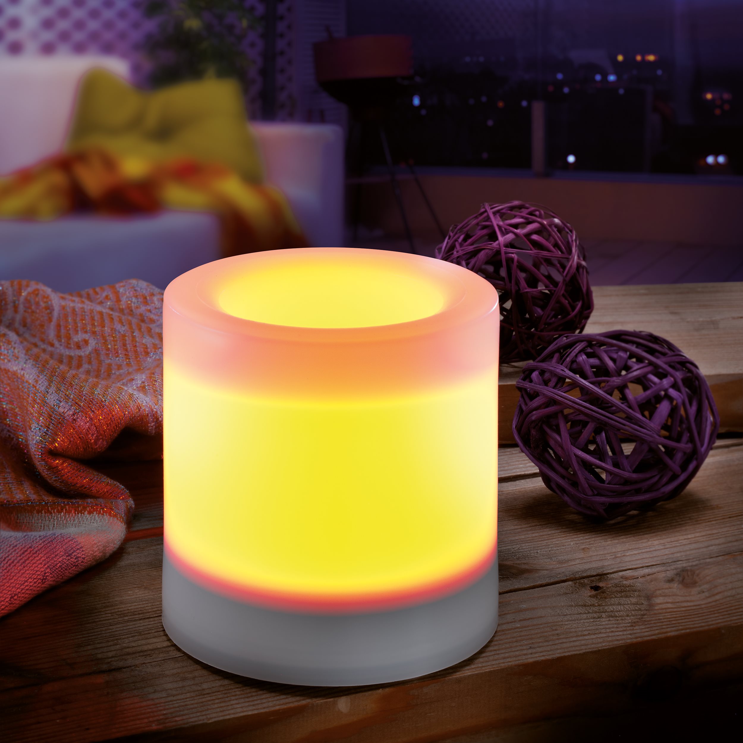 Solar Tischleuchte Ella mit Flackerkerze 100 x 100 mm