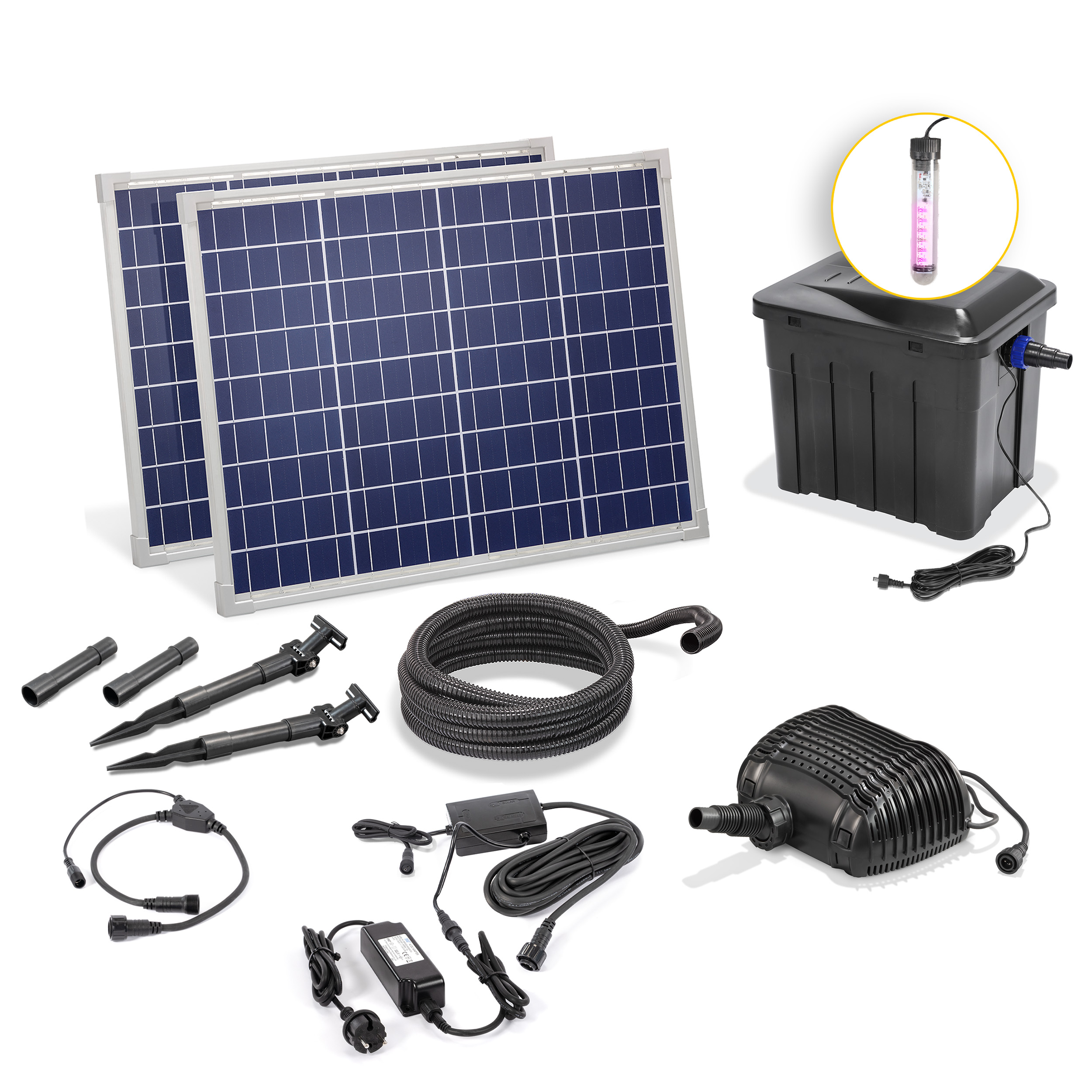 Solar Hybrid-Durchlauffilter Set 100/2500 mit UV-Leuchte