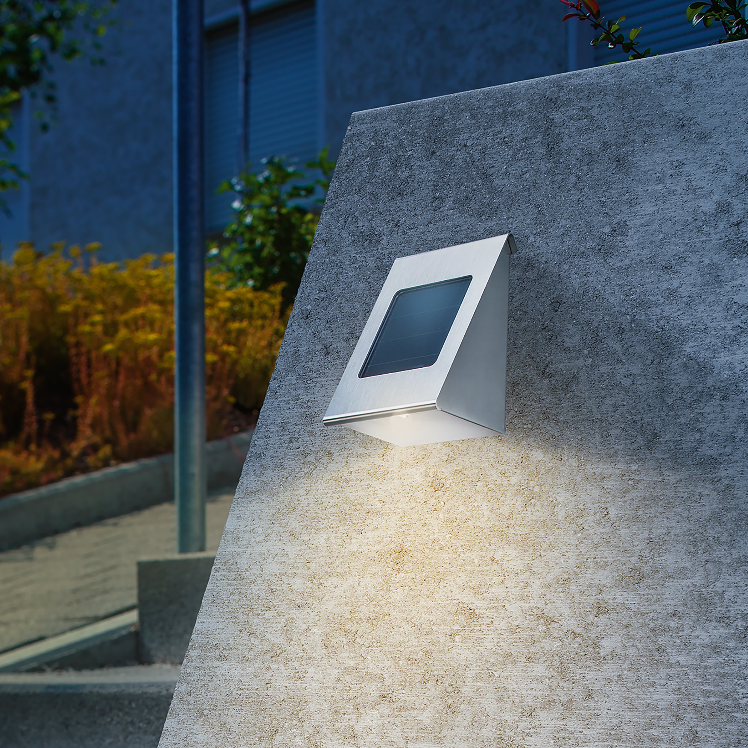 Solar Wandleuchte Shine aus Edelstahl