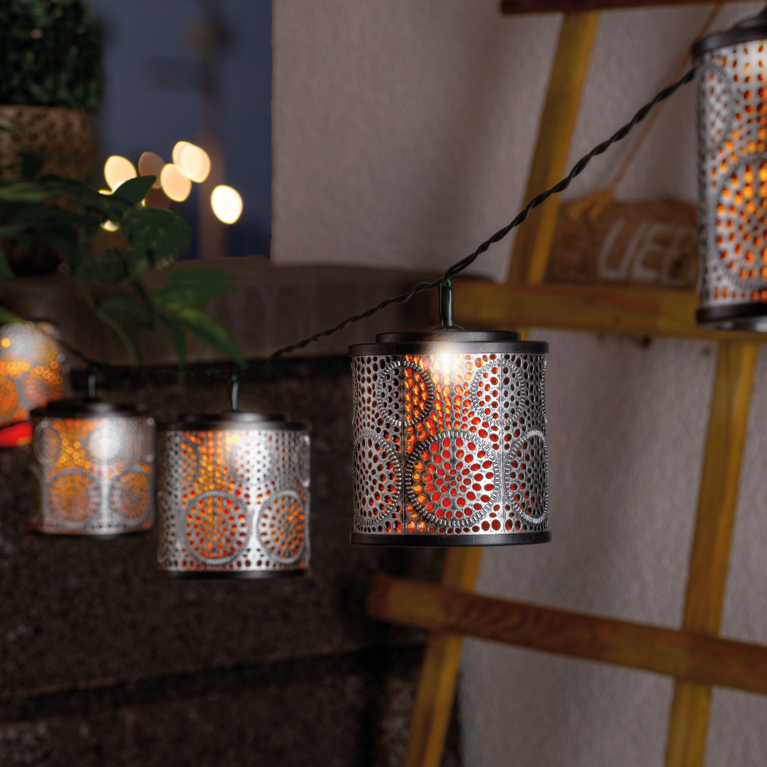 Laternen-Lichterkette Marokko - silber / gold, solarbetrieben