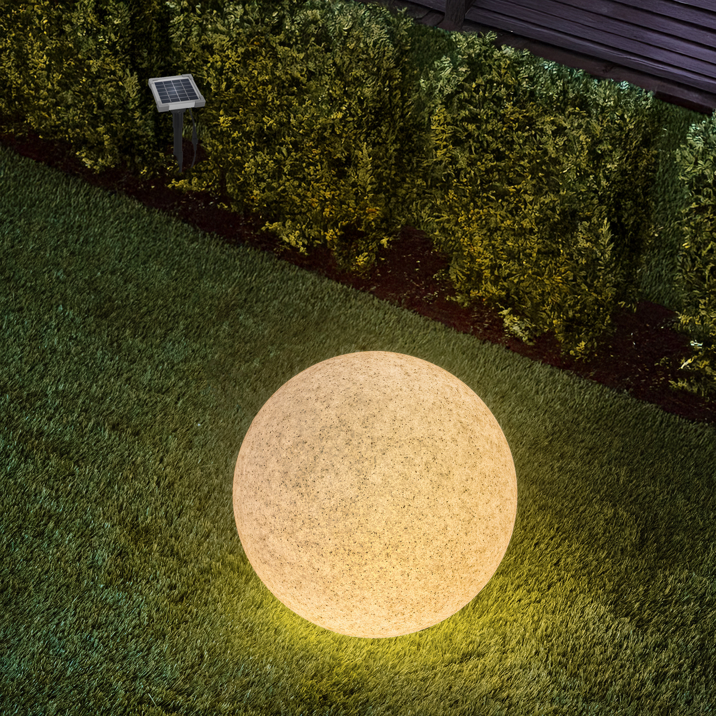 Solar Deko-Leuchtstein 30 cm mit externem 2 W Solarmodul