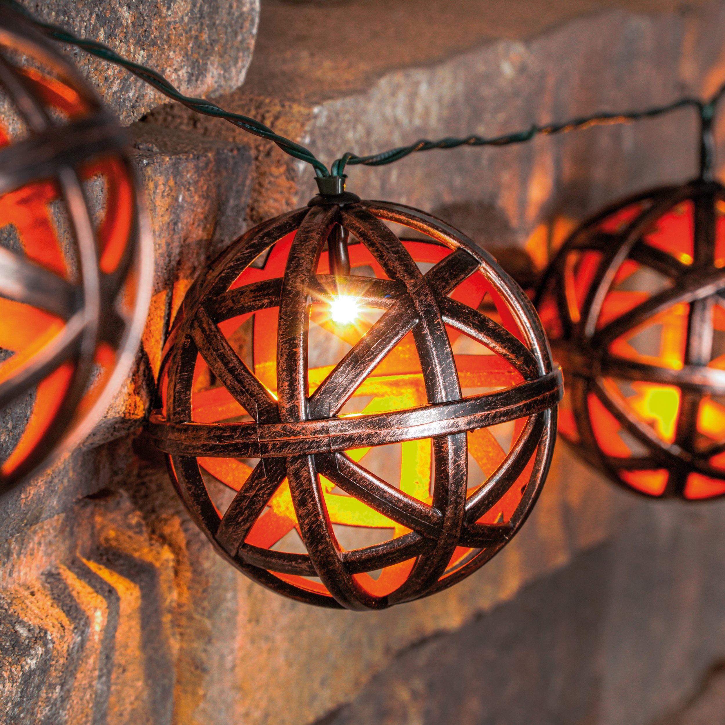 Solar Kugel-Lichterkette Valerie - kupfer / gold