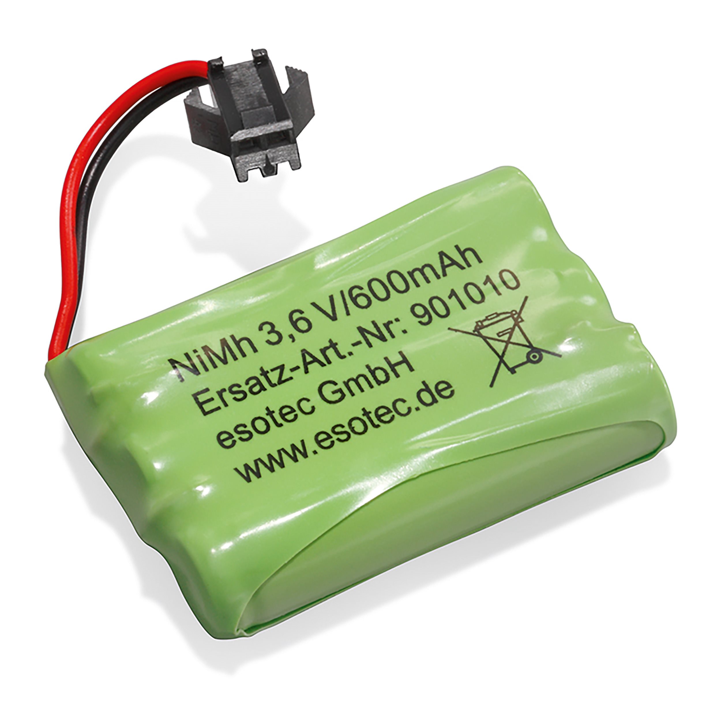 Akku NiMh 3,6 V 600 mAh - Baugröße Micro mit Stecker schwarz