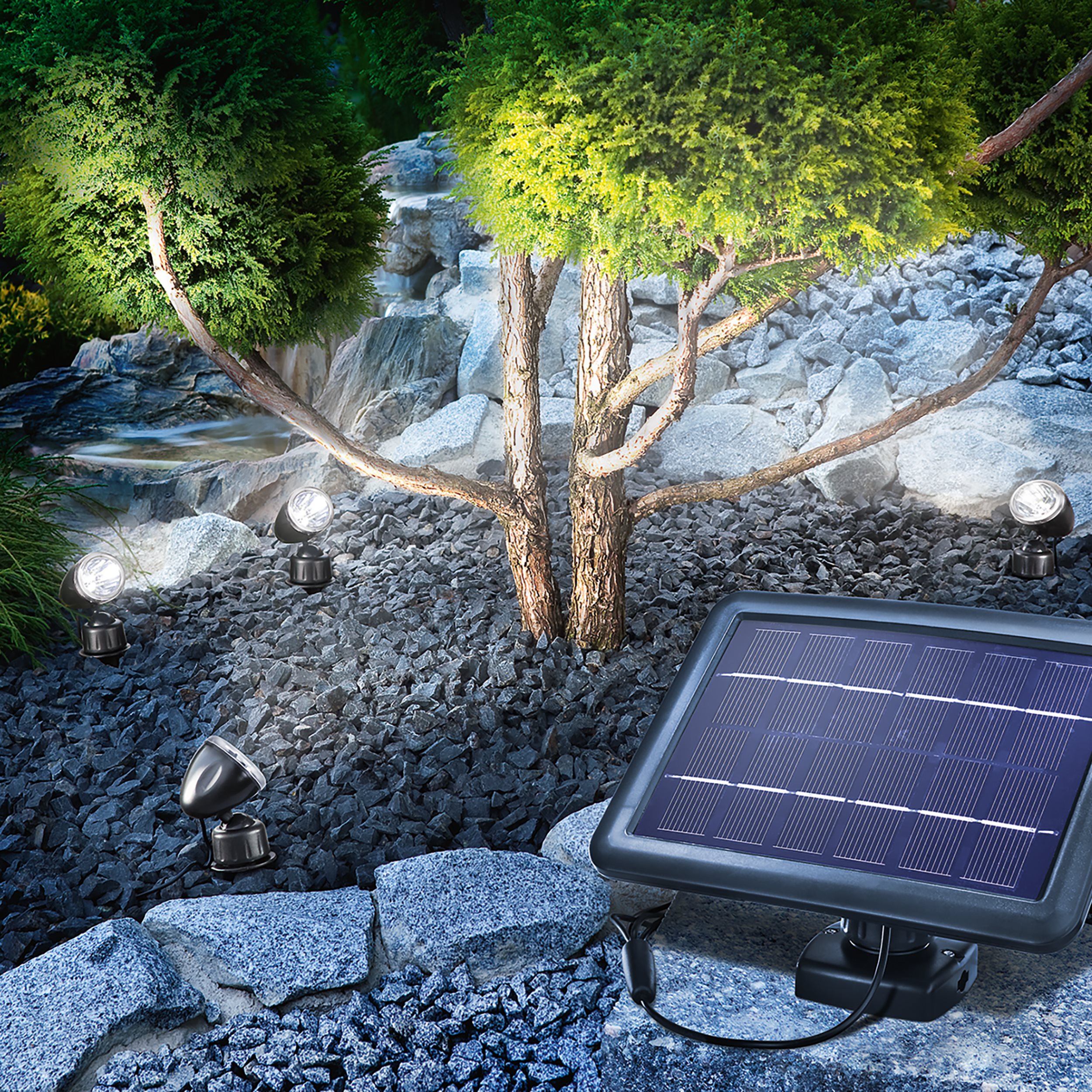 Solarstrahler Quatre mit 4 Wand- oder Bodenpots