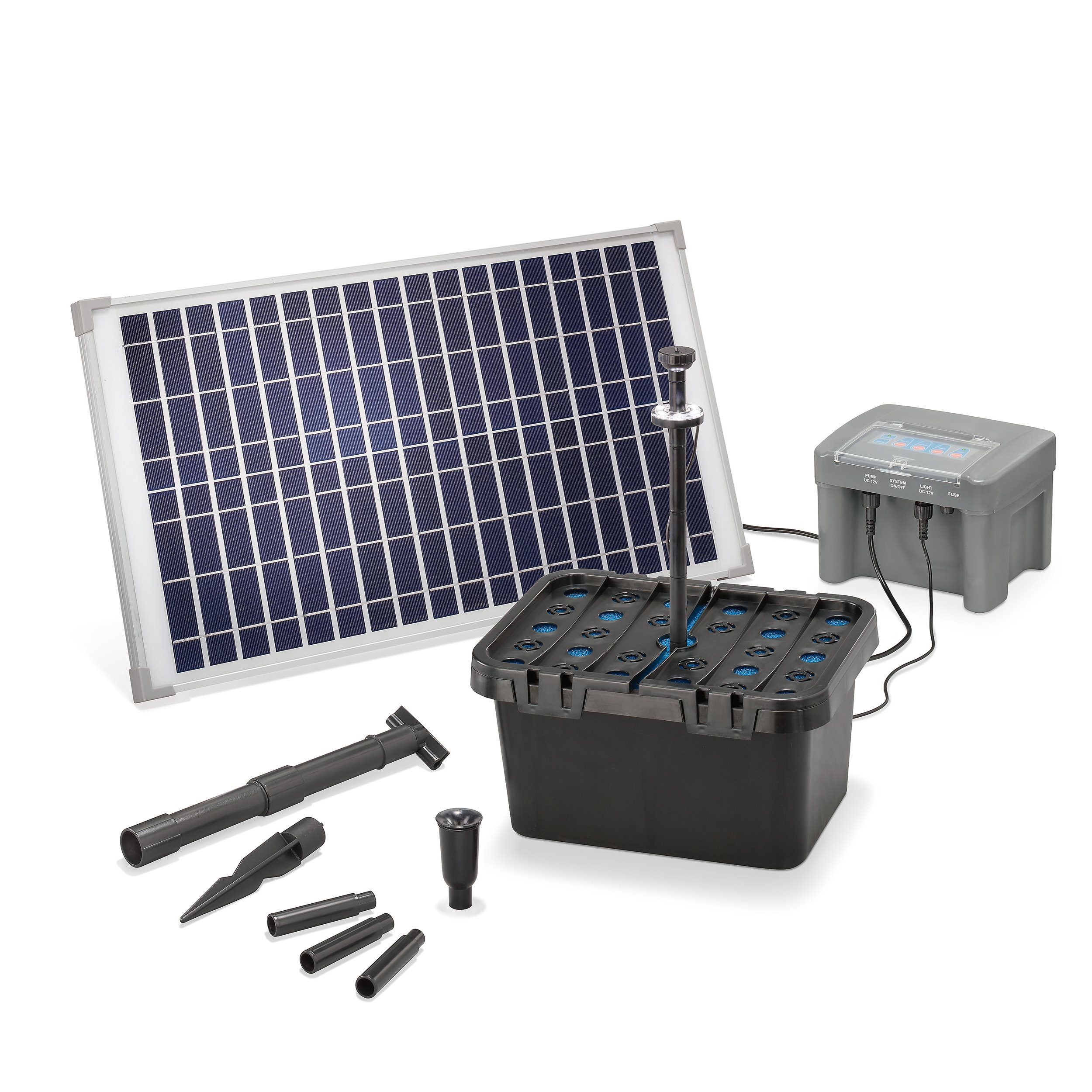 Solar Unterwasserfilter-Set 25/650 mit 12 Ah Pb-Akkuspeicher