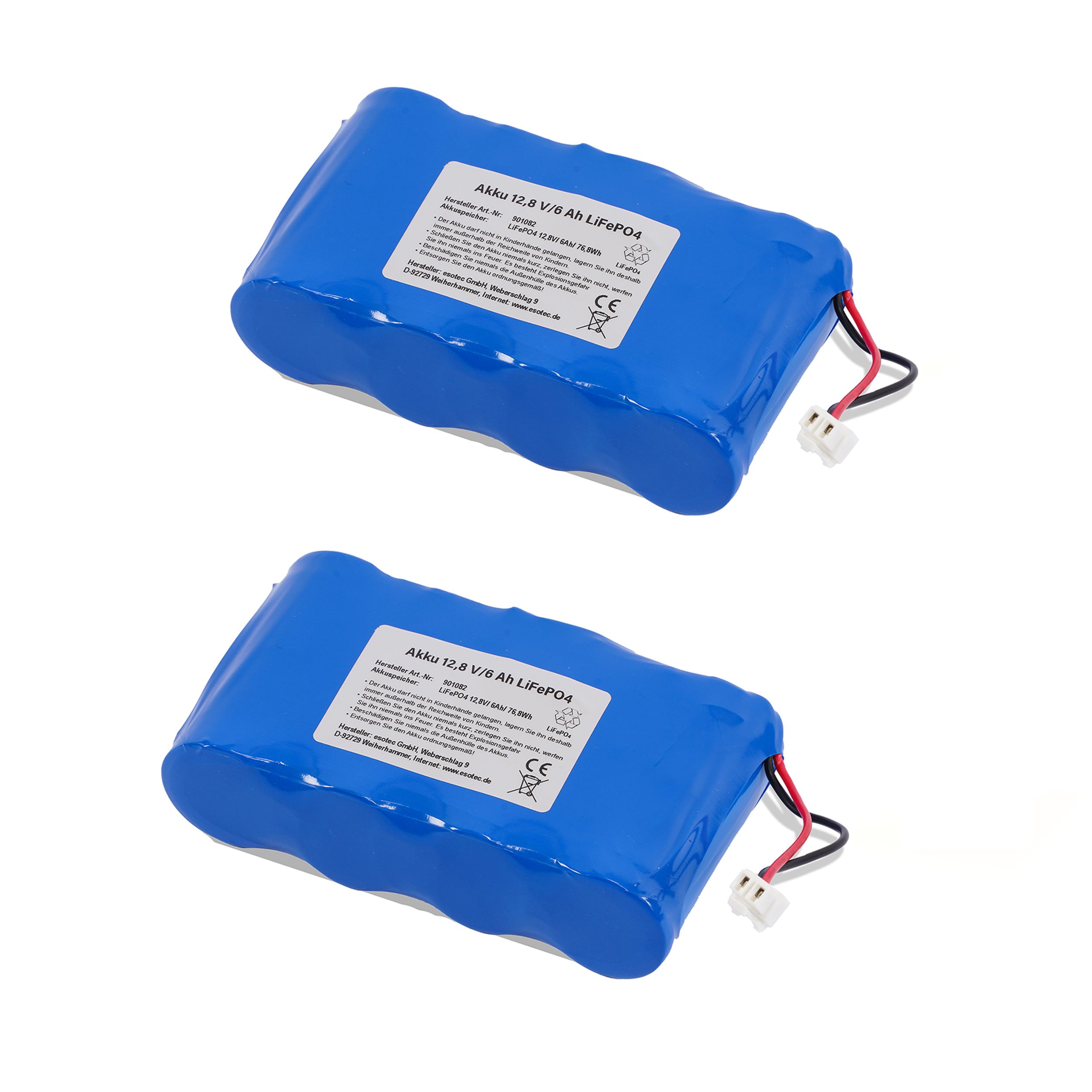 Ersatzakkupack LiFePO4 12,8 V / 2 x 6 Ah - mit Stecker weiß