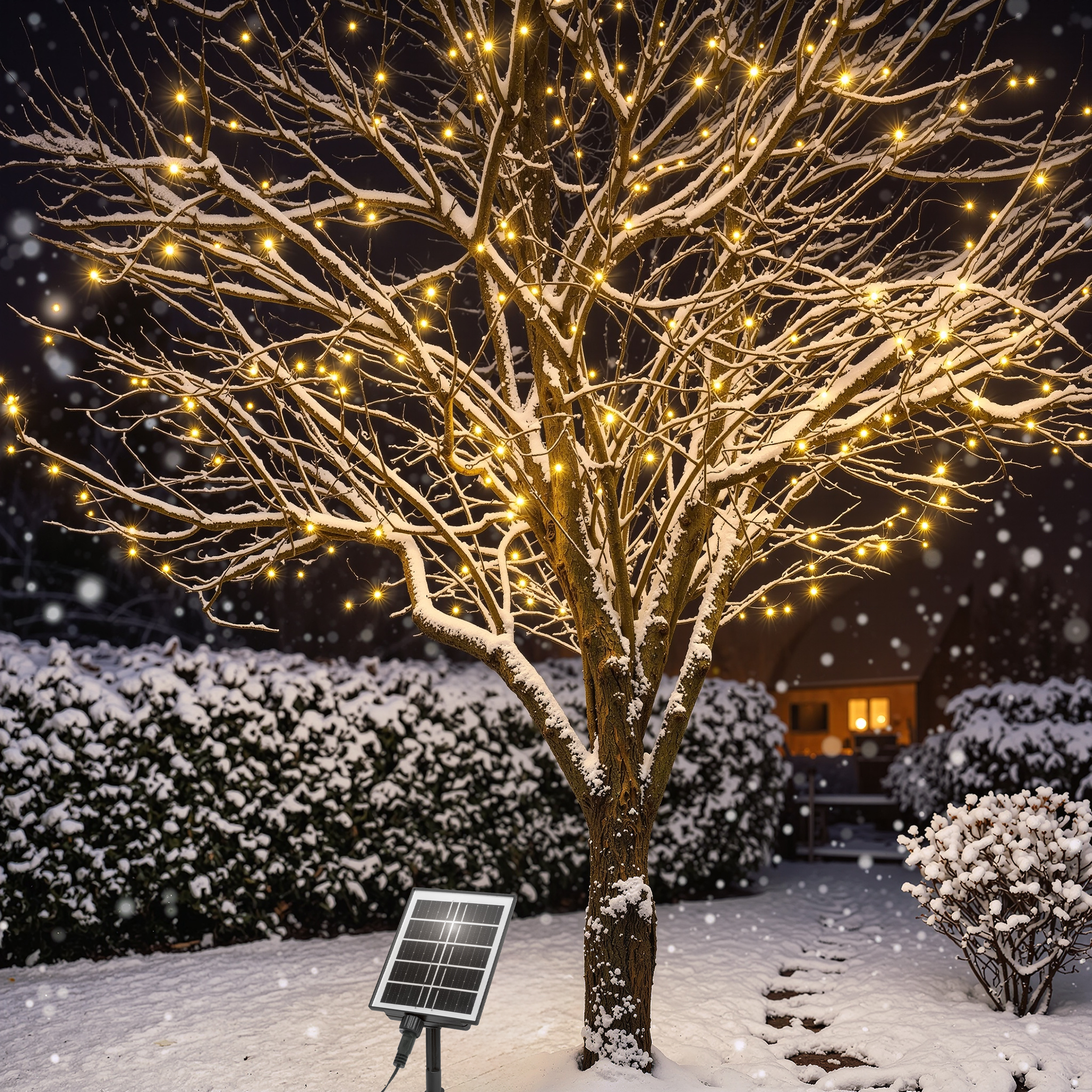 Solar Deko-Lichterkette mit 200 warmweißen LEDs