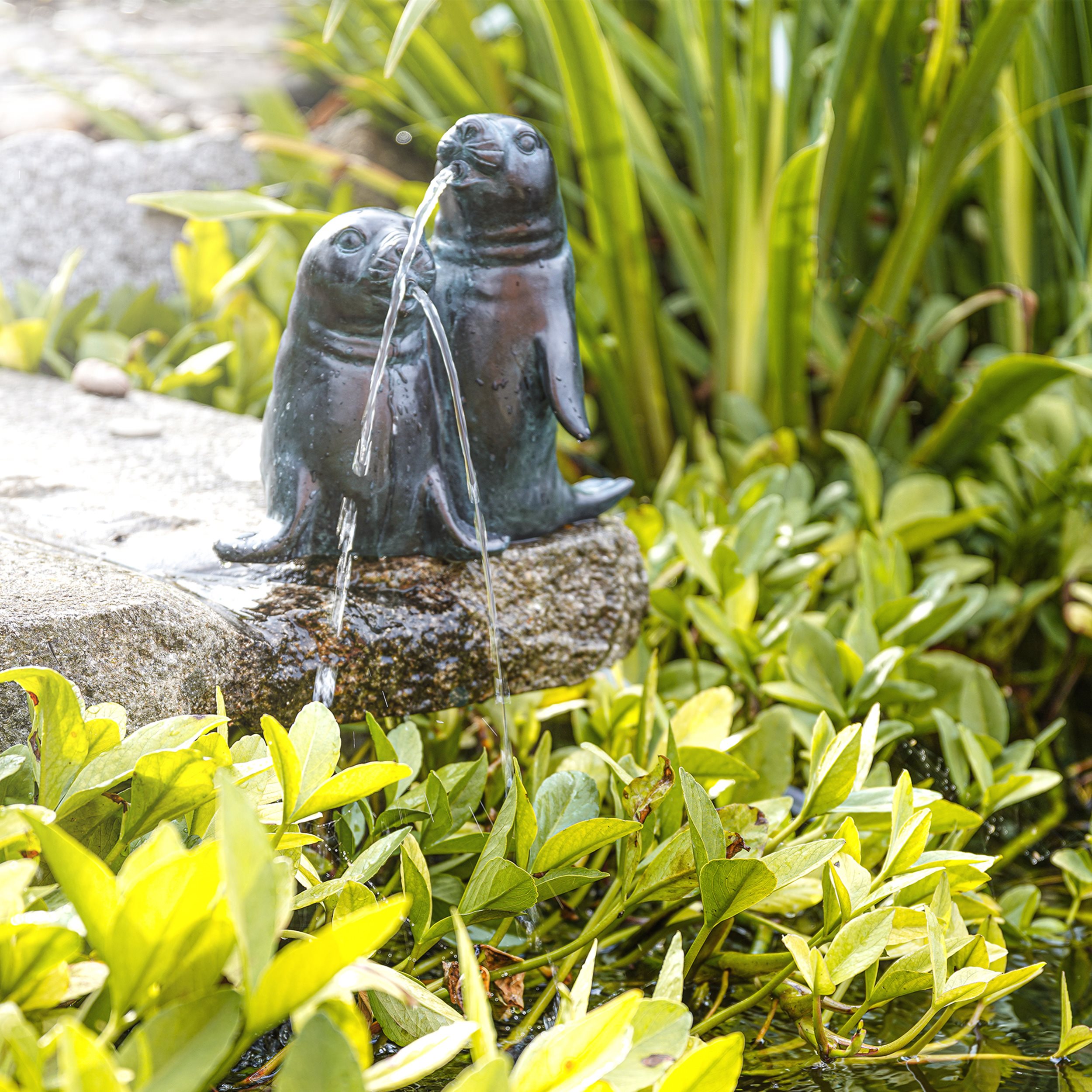 Solar Wasserspeier-Set Seehundpaar Paula & Paul