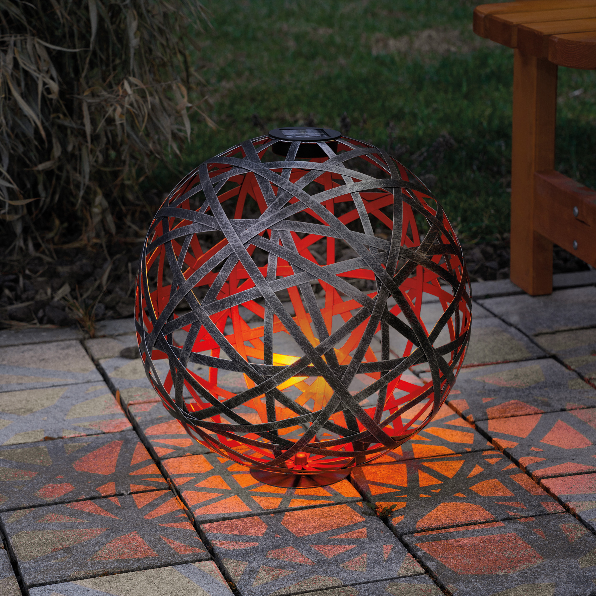 Metall Solarkugel Bahira 2er-Set 30 & 40 cm Garten Deko LED Solarleuchte 