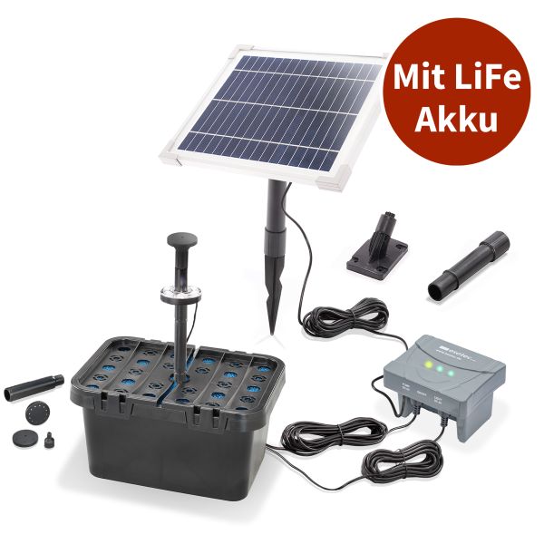 Solar Teichfilterset Profi 6/230 LED 6,4V/4Ah LiFe-Akku